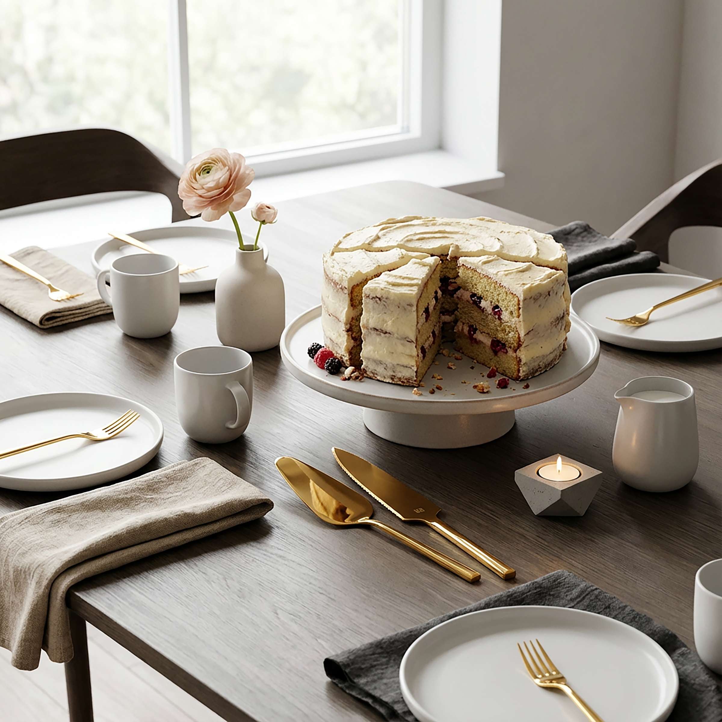 VISTA Tortenset 2-teilig aus PVD gold von Beckmann & Rommerskirchen, elegant Besteck für Kuchen und Desserts, detailreiche Nahaufnahme