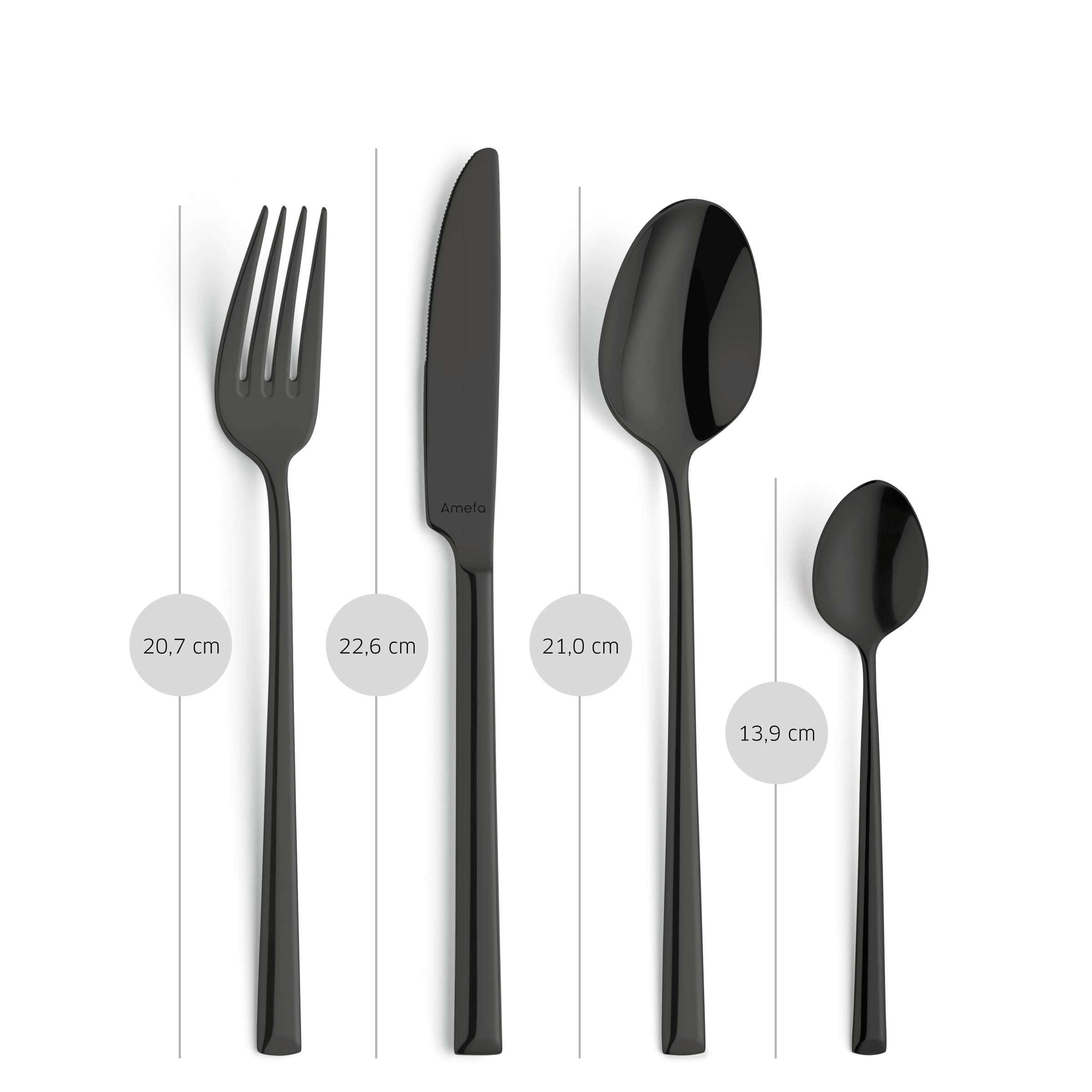 Amefa METROPOLE Besteckset 24-teilig in PVD-schwarz, Messer, Gabeln, Löffel aus rostfreiem Edelstahl, elegantes Design
