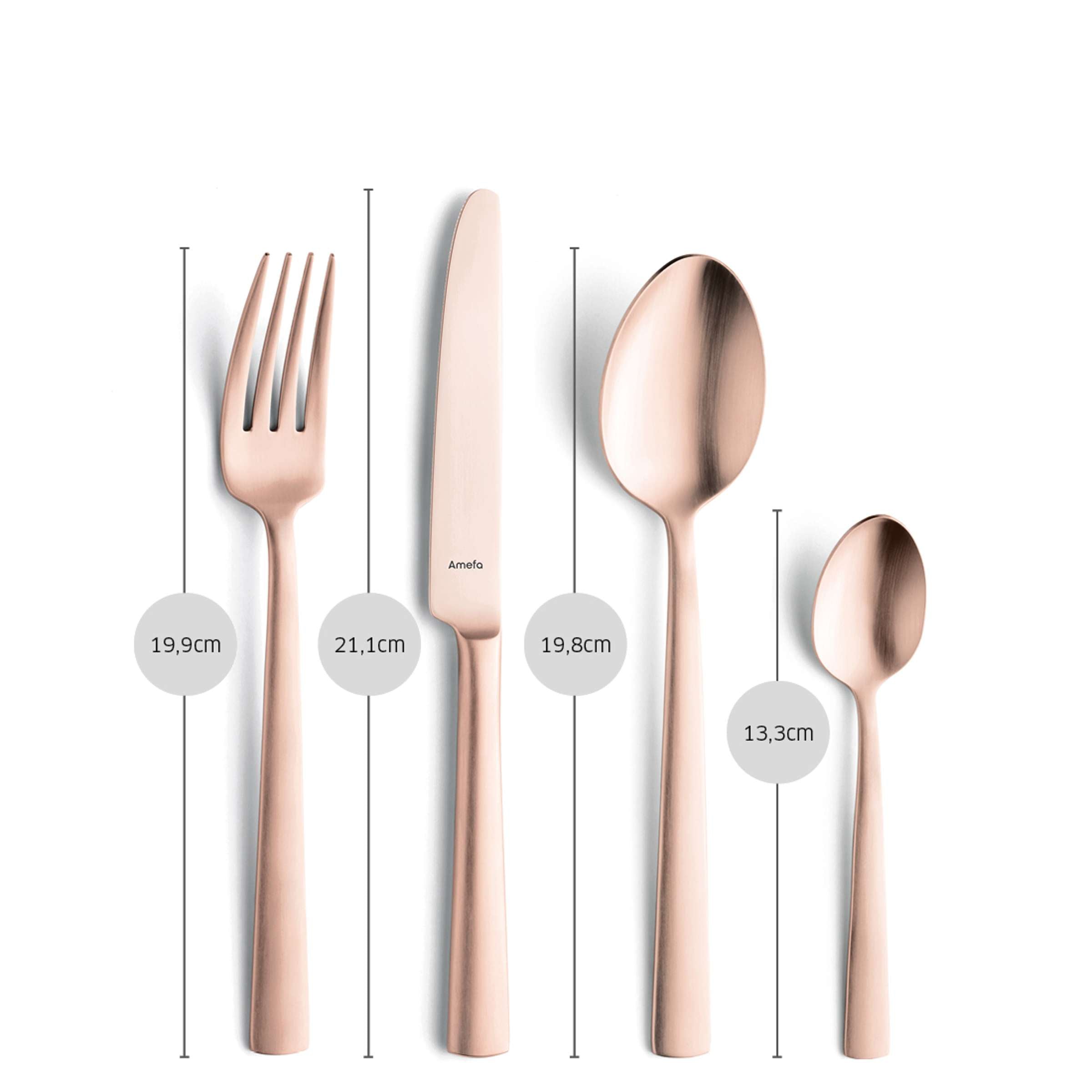 Amefa VENTURA Besteckset 24-teilig, PVD kupfer mattiert, Messer, Gabeln, Löffel aus Edelstahl, elegant und modernes Design
