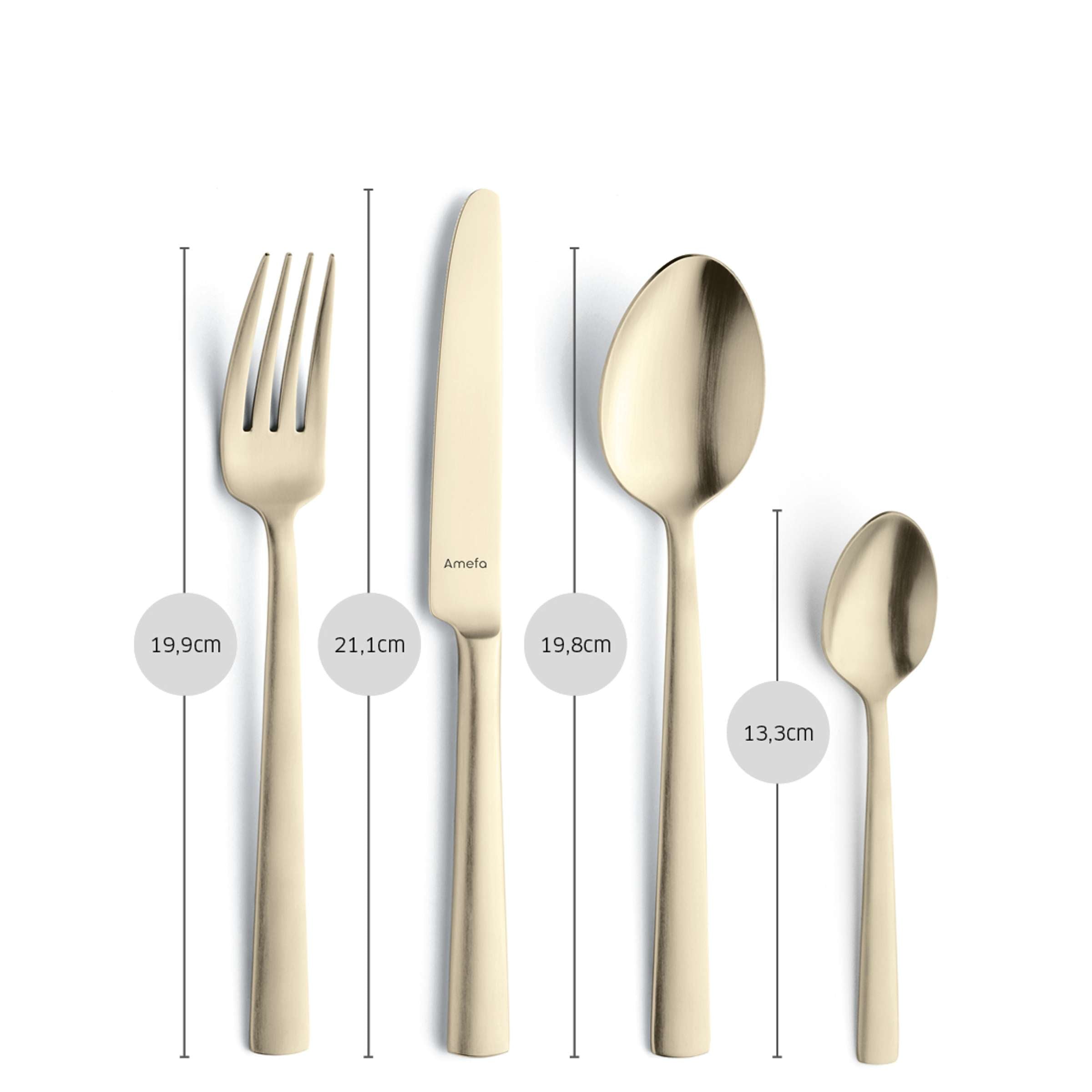 Amefa VENTURA Besteckset 24-teilig, PVD champagner mattiert, Messer, Gabeln, Löffel aus Edelstahl, elegant und modernes Design
