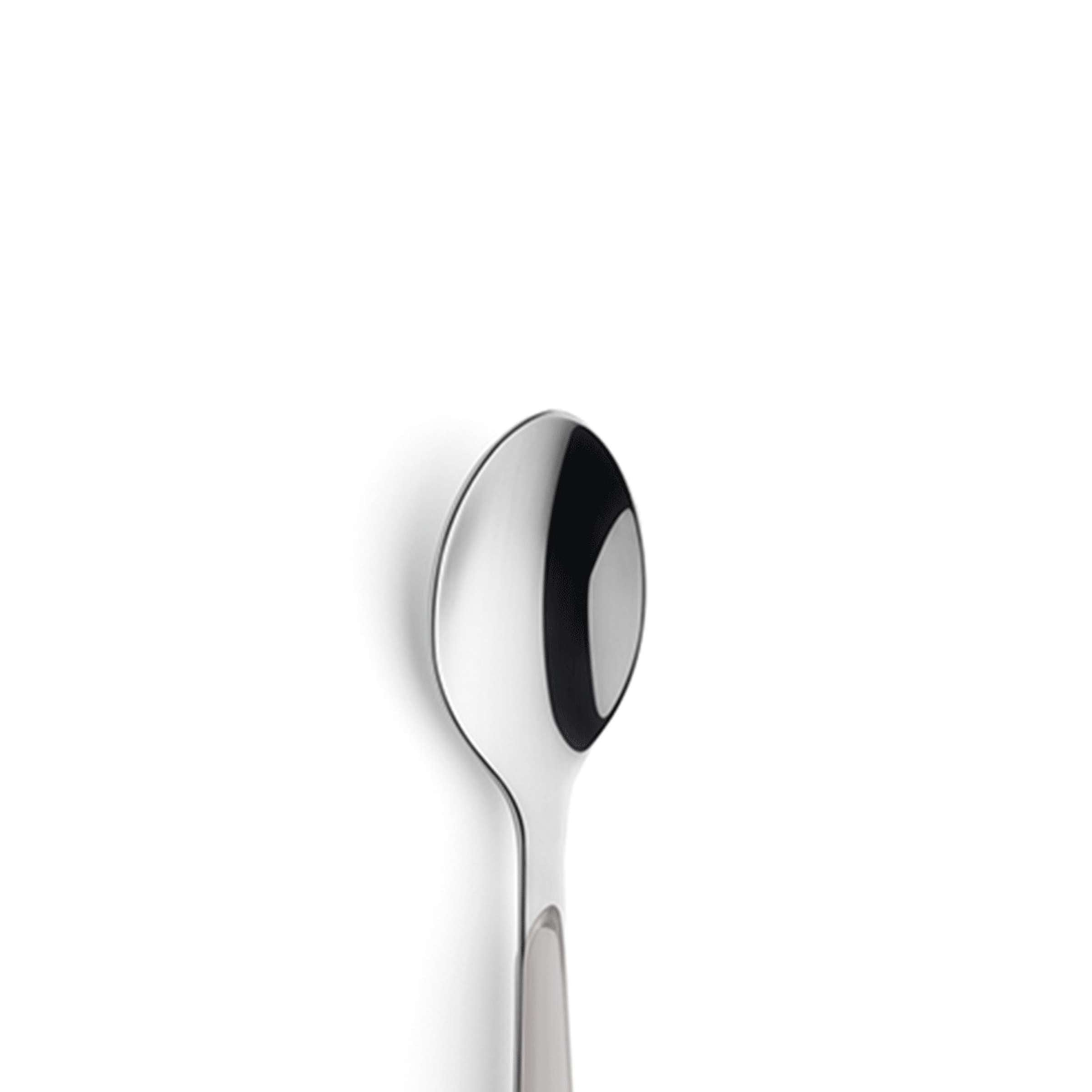 Heller grauer Kaffeelöffel von Kuppels, einzelnes Besteckstück, elegantes Design, ideal für Kaffee-Getränke.