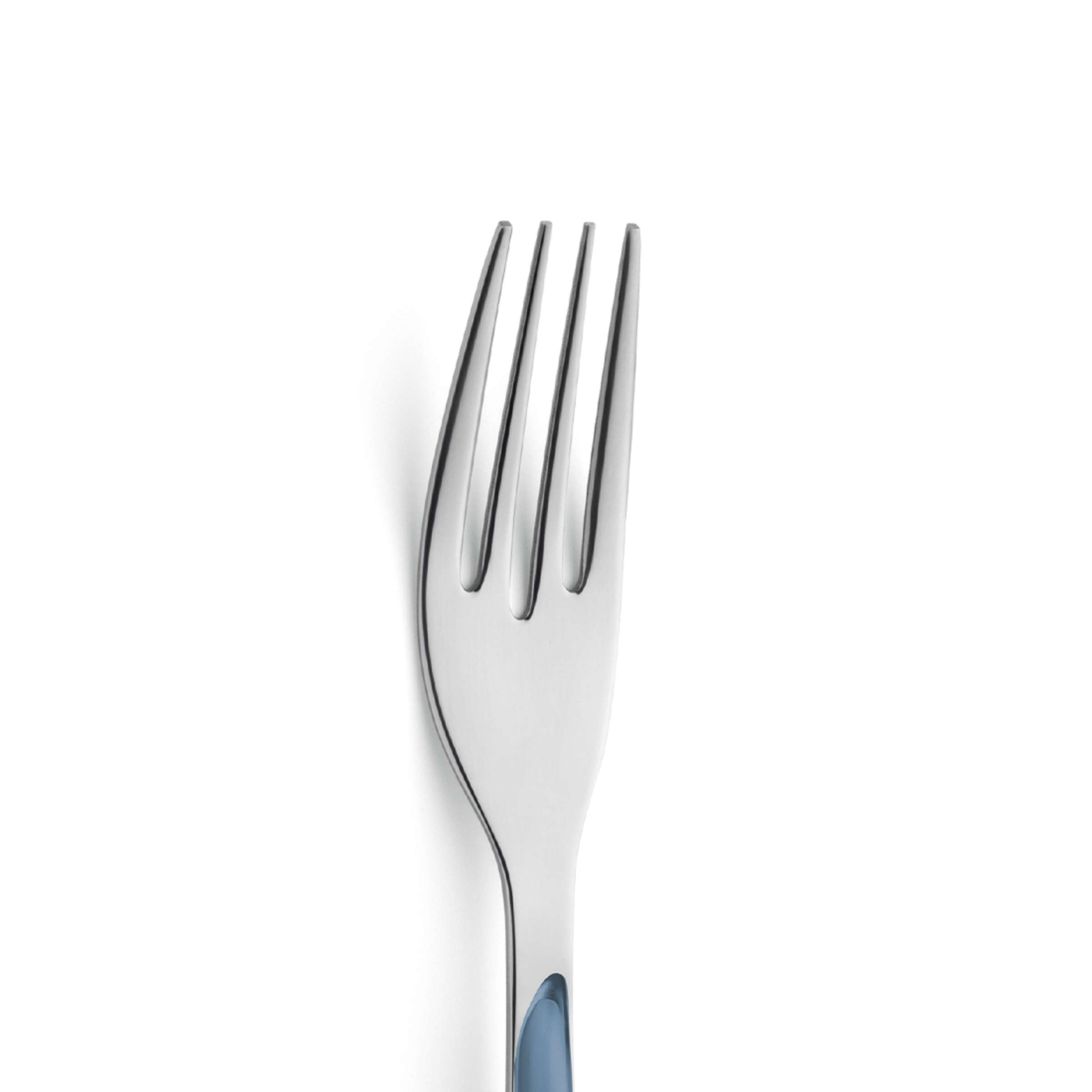 Blaue PRISMA Menügabel von Kuppels aus Edelstahl, Einzelstück, modernes Design für den Esstisch.