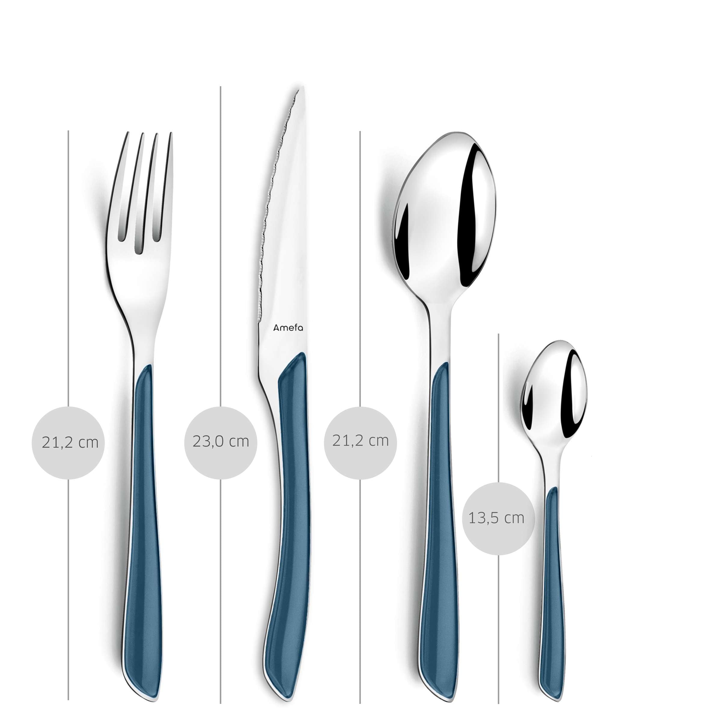 ECLAT Besteckset 32-teilig in denim blau von Amefa, Messer, Gabeln und Löffel aus Edelstahl, elegant und modernes Design