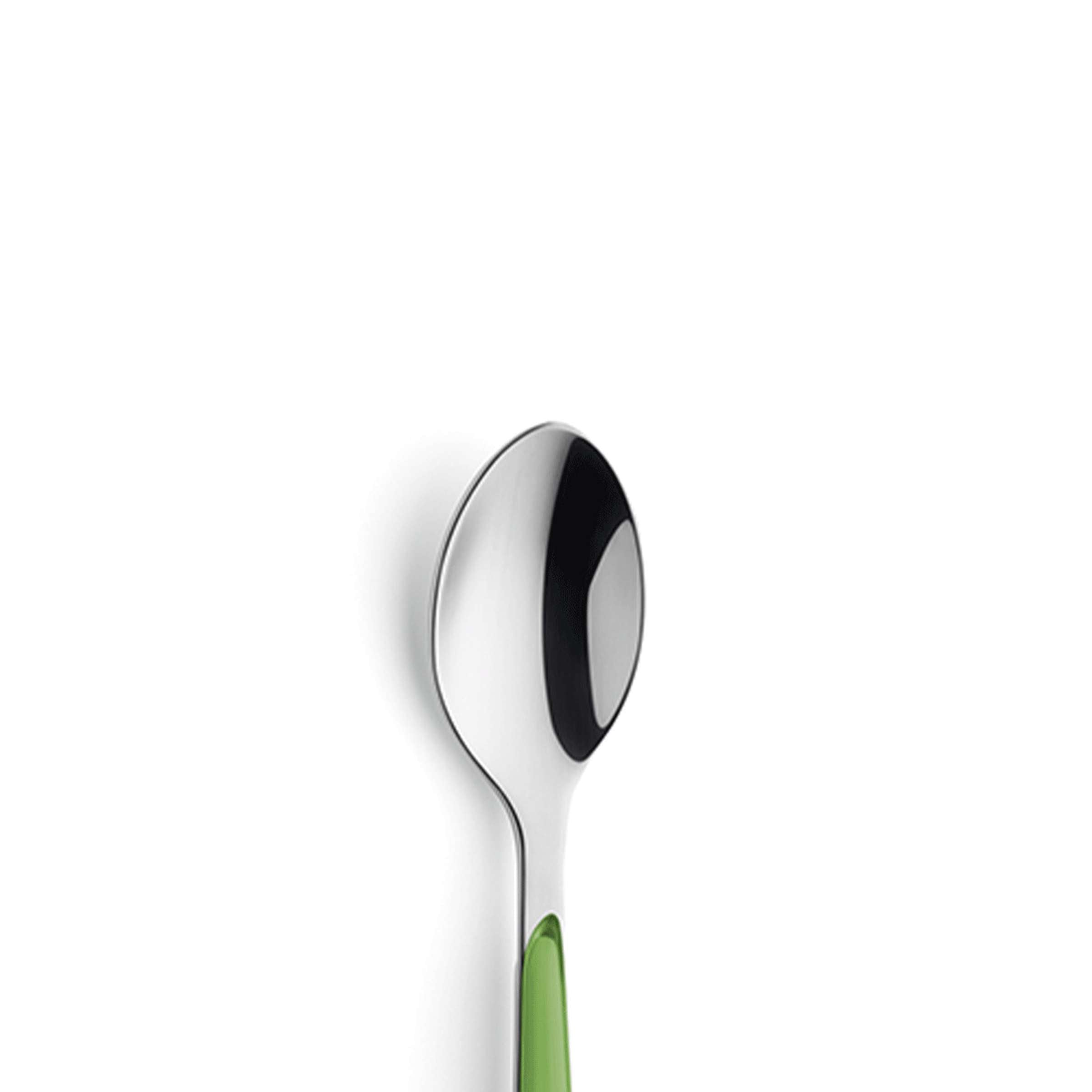 Kuppels PRISMA Kaffeelöffel in springgreen aus Edelstahl, ein einzelnes Besteckstück für Kaffeezubehör.