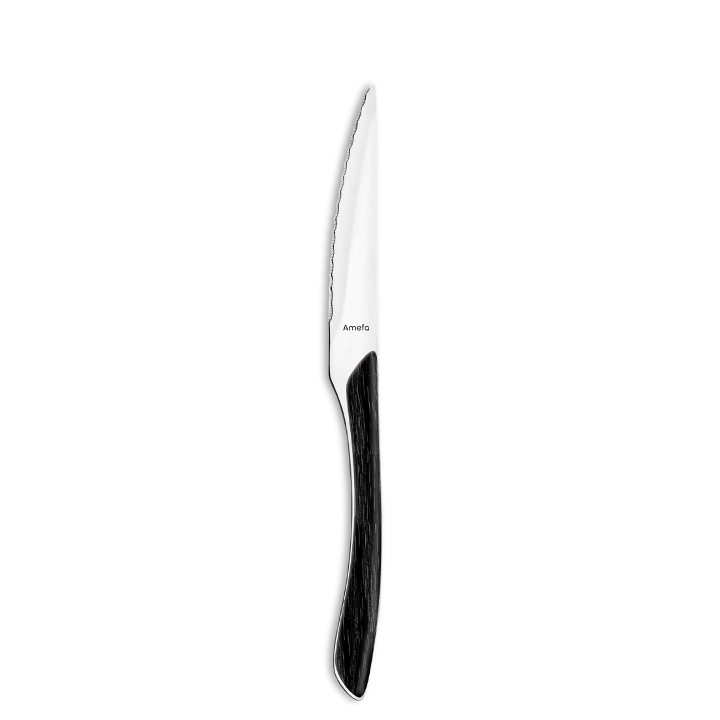 Amefa ECLAT NATURE Besteckset aus 24 Teilen mit Holzgriffen und schwarzer Oberfläche, inklusive Messer, Gabel, Löffel.