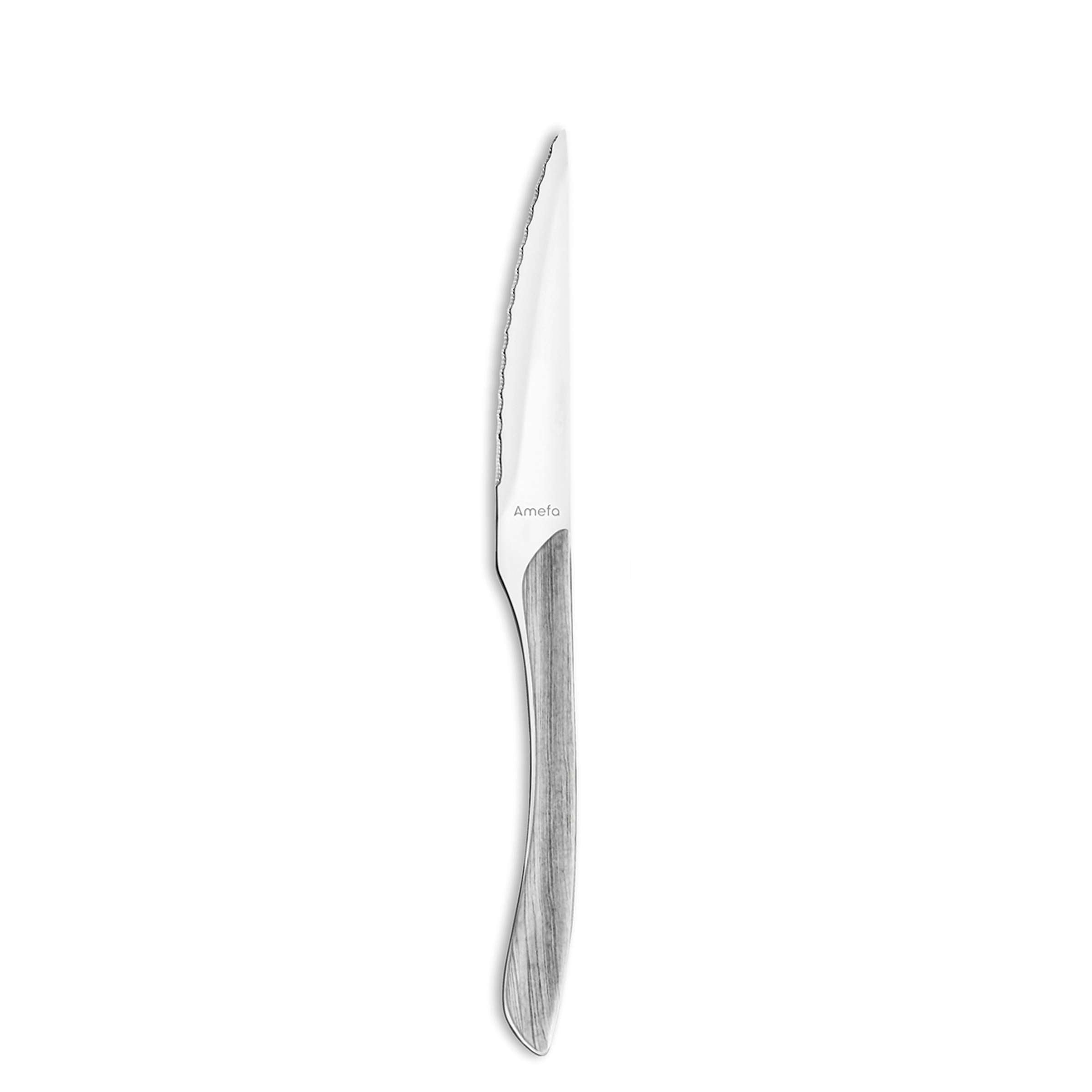 ECLAT NATURE Besteckset 24-teilig von Amefa, graues Besteck mit Messer, Gabel, Löffel und Teelöffel auf weißem Hintergrund