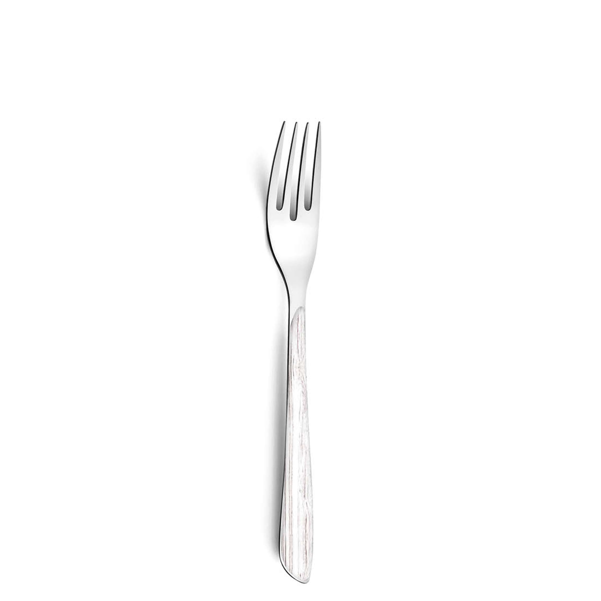Weißes ECLAT NATURE Besteckset von Amefa, 24-teilig, mit Messer, Gabel, Löffel und Teelöffeln auf weißem Hintergrund