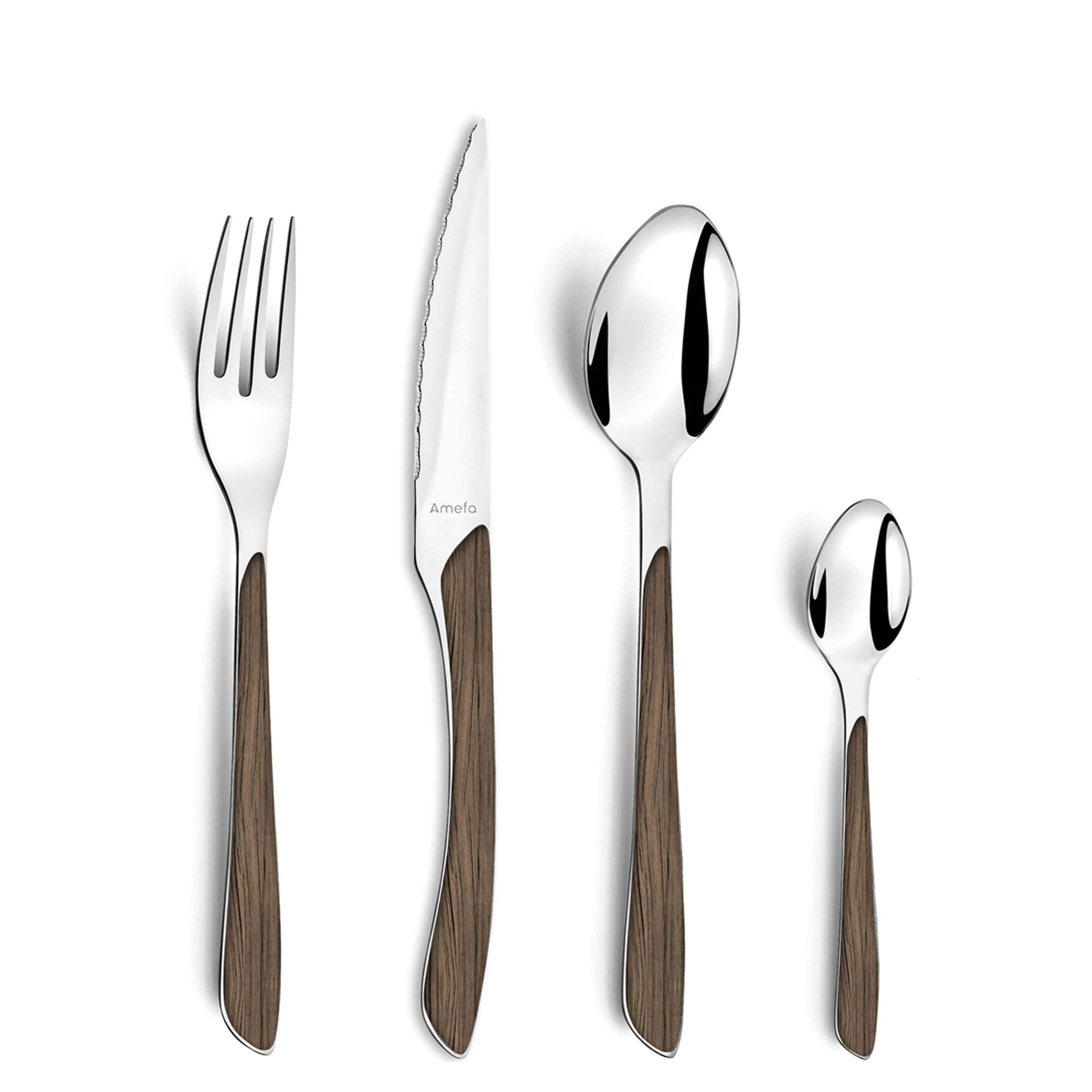 ECLAT NATURE Besteckset 24-teilig von Amefa, dunkelbraun, Messer, Gabeln, Löffel, hochwertiges Geschirrset für den Tisch