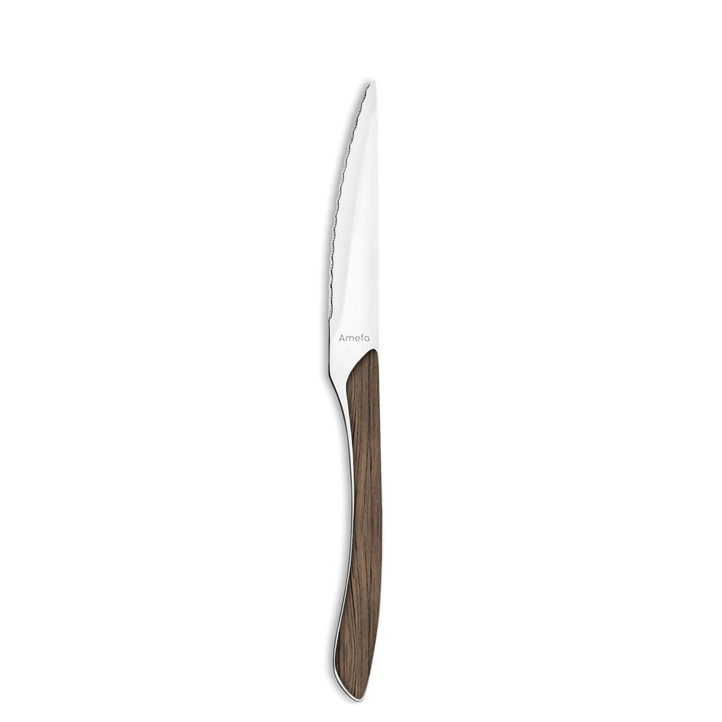 ECLAT NATURE Besteckset 24-teilig von Amefa, dunkelbraunes Messer, Gabel, Löffel aus Edelstahl auf weißem Hintergrund
