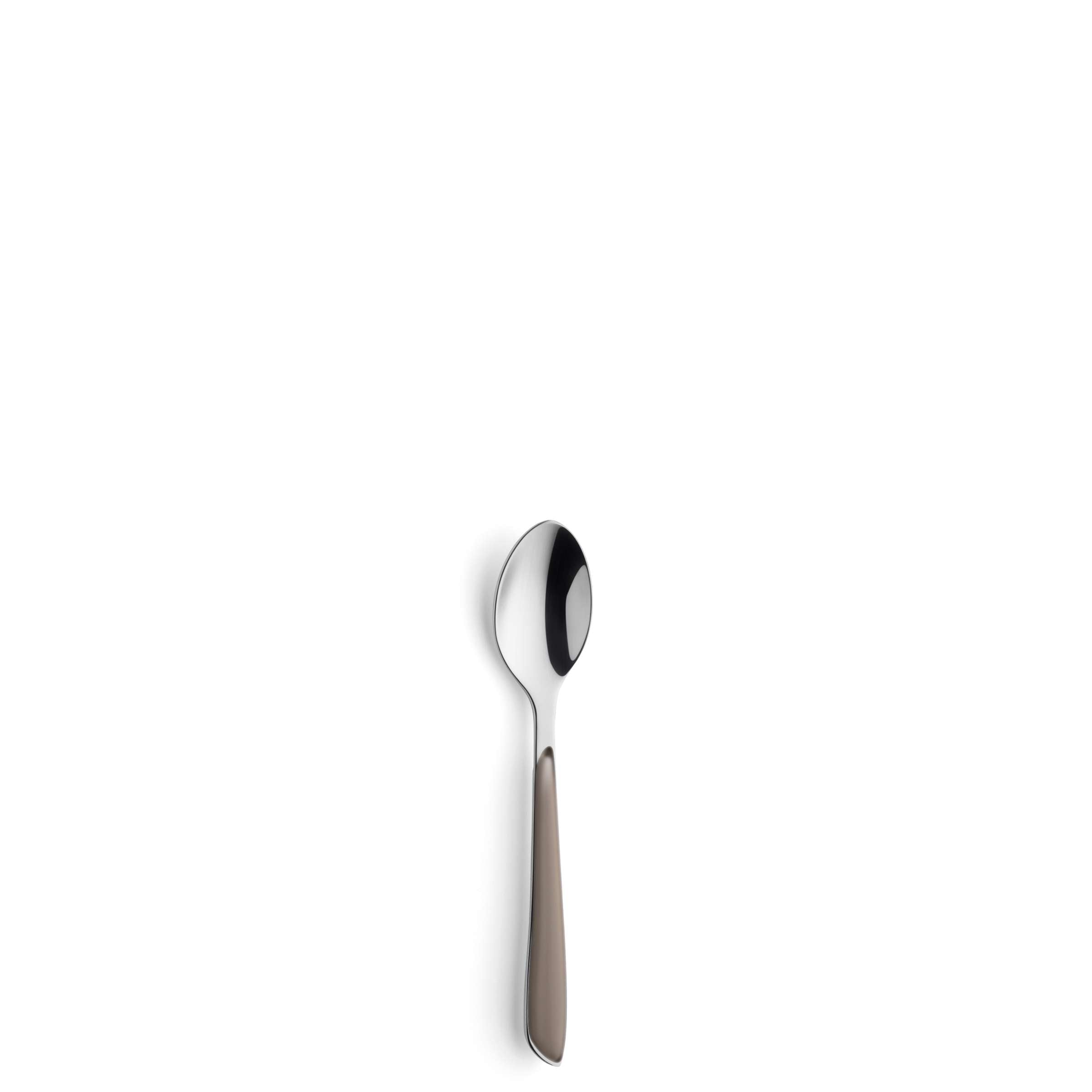 Kuppels PRISMA Besteckset 24-teilig, mattierte Kakao-Farbe, hochwertiges Besteck für Esszimmer, geordnete Besteckteile auf Tisch.