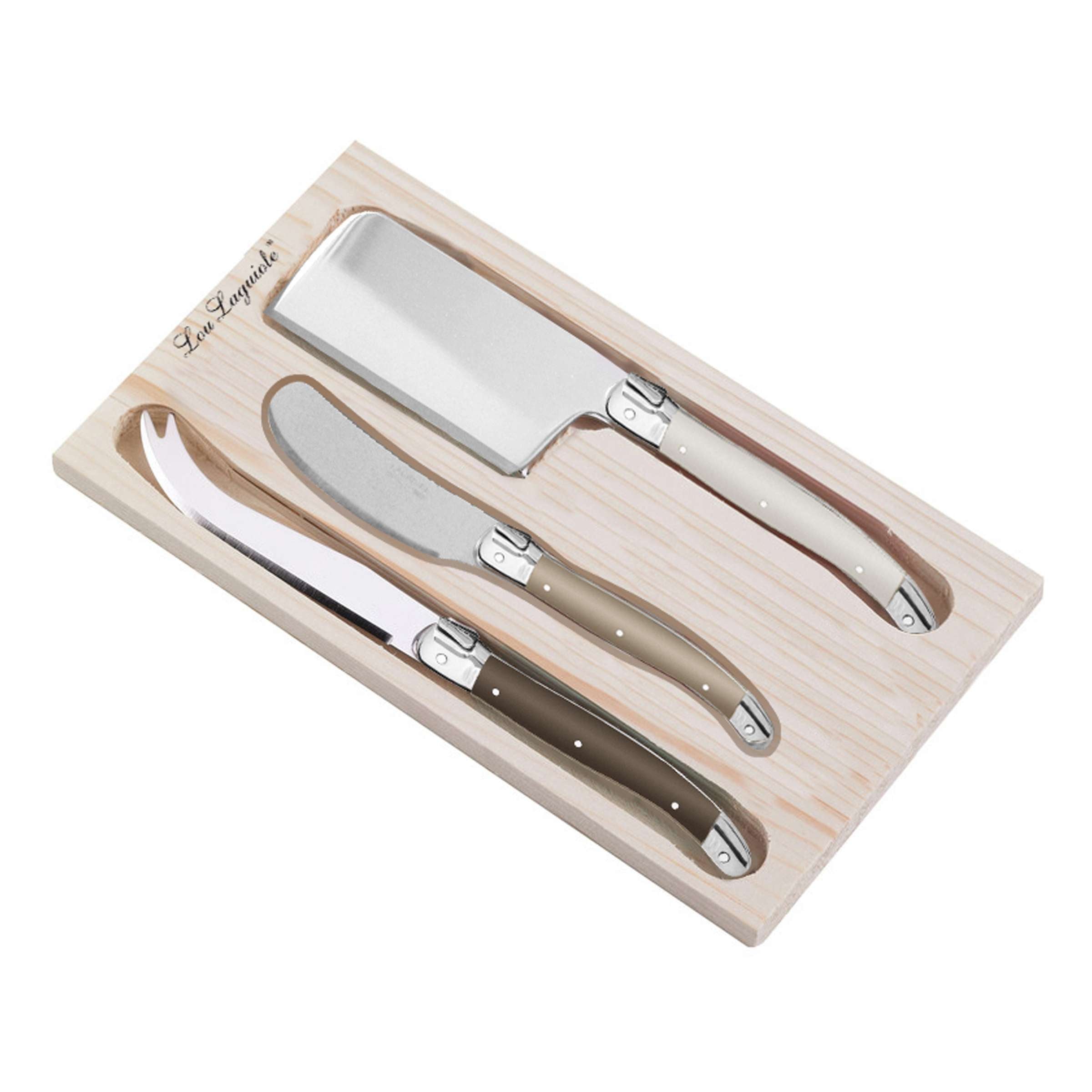 TRADITION 3-Piece Cheese Knife Set Pearl, Pepper, Taupe