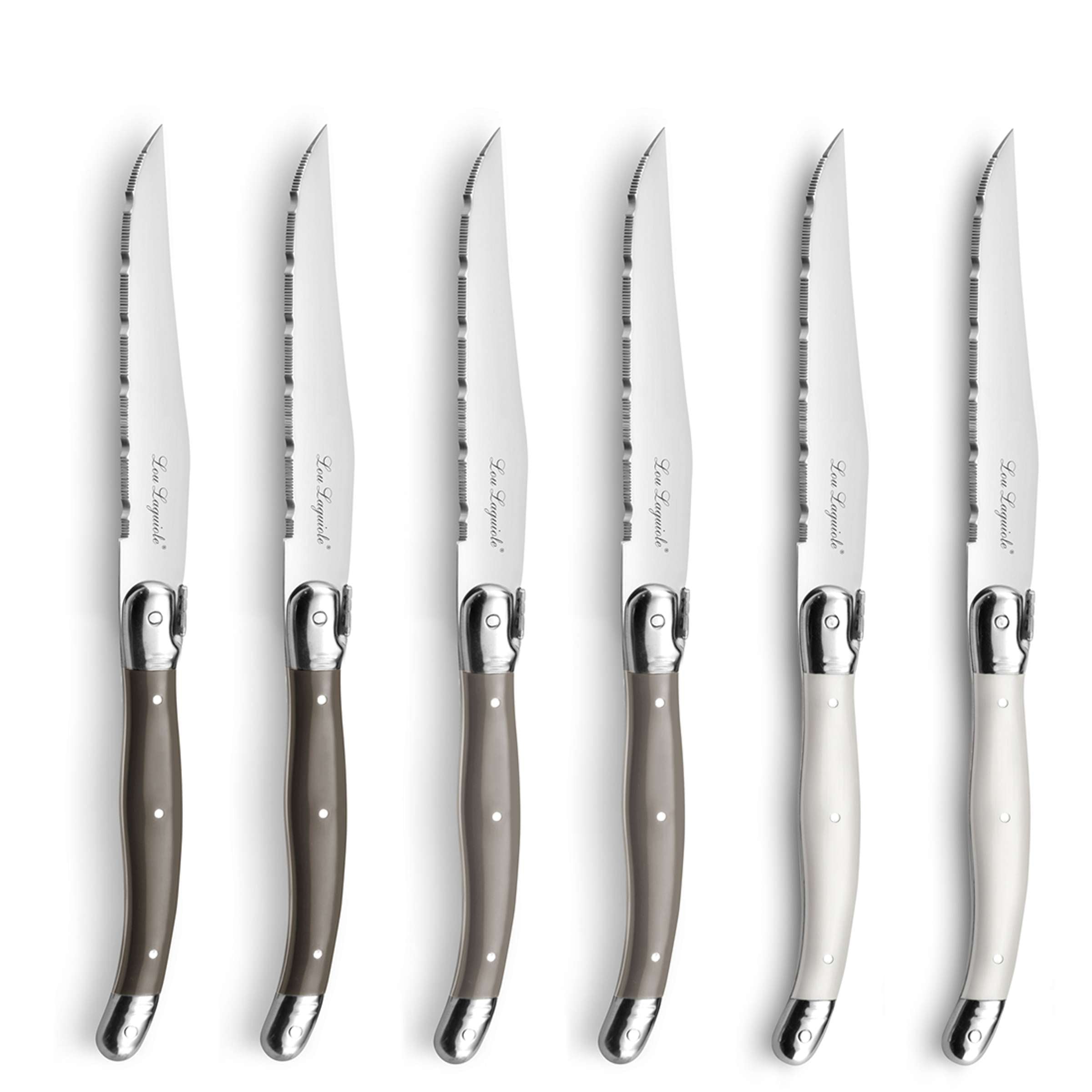 TRADITION Steak Knife Set in Block 6-piece pearl, pepper, taupe