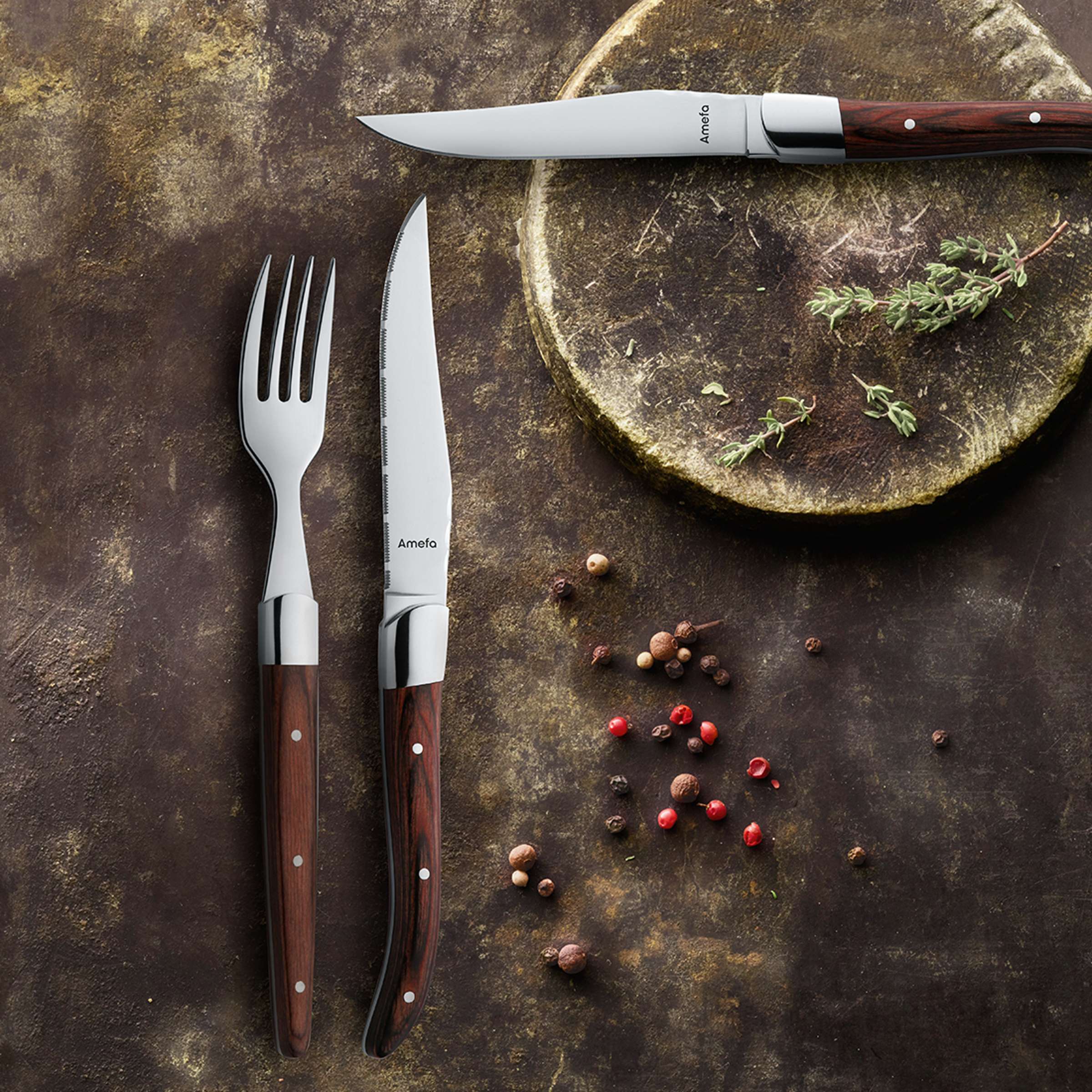 ROYAL STEAK Zestaw sztućców do steków 4-częściowy drewno
