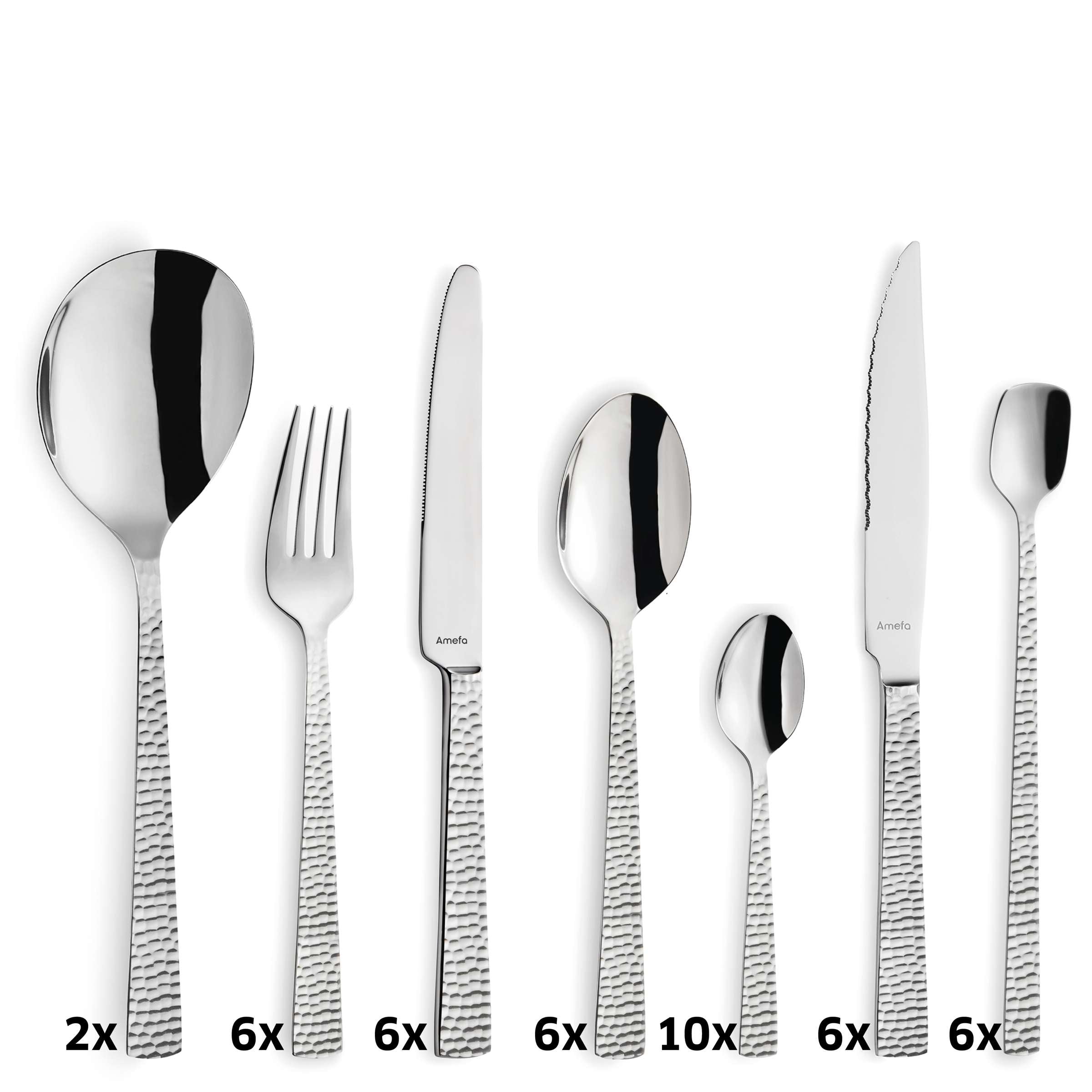 Elegantes FELICITY Besteckset 42-teilig von Amefa mit Messer, Gabel, Löffel und Teelöffel aus Edelstahl, für den täglichen Gebrauch