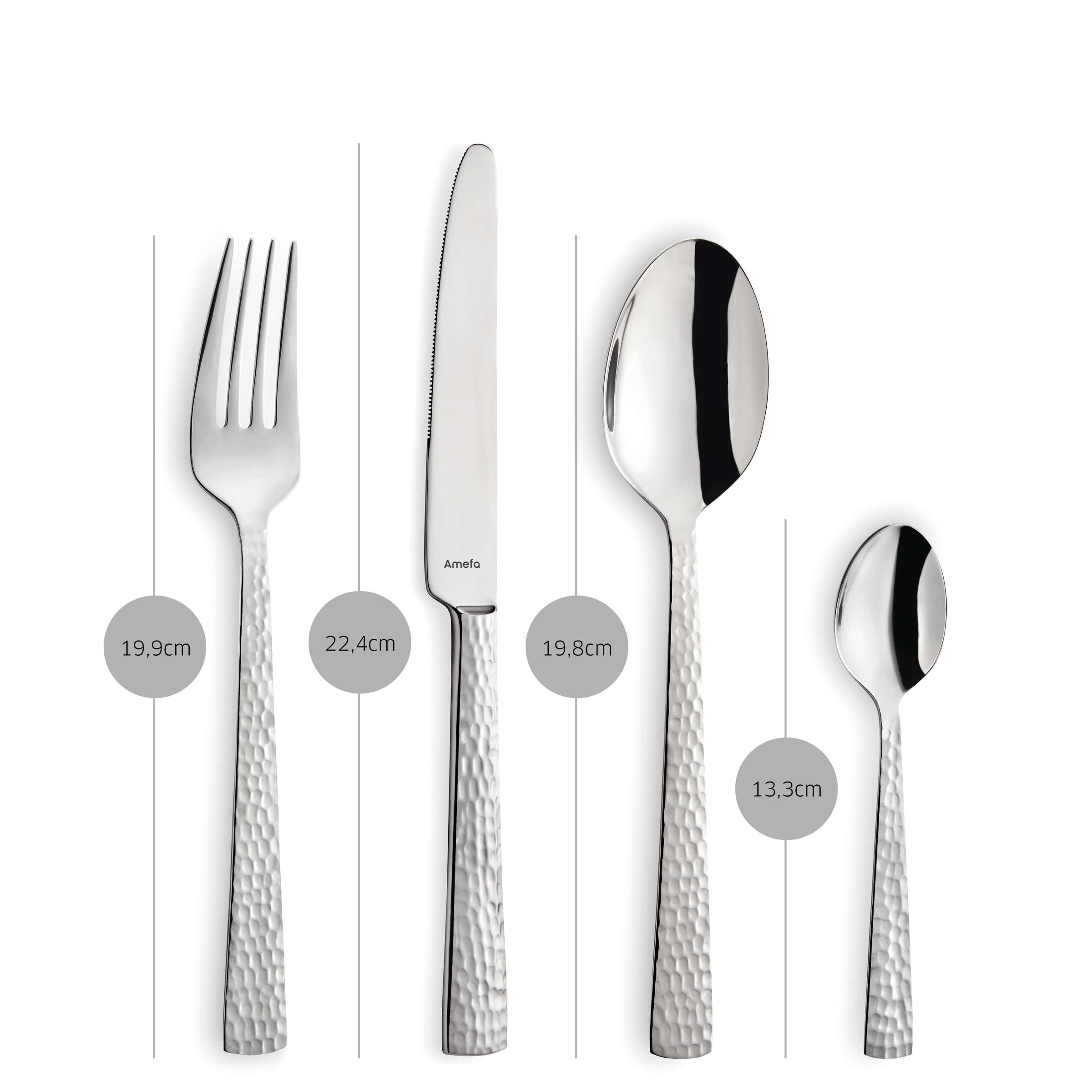 Amefa FELICITY Besteckset, 24-teilig, Edelstahl, Messer, Gabeln, Löffel, modernes Design, für Teller und Besteckschublade
