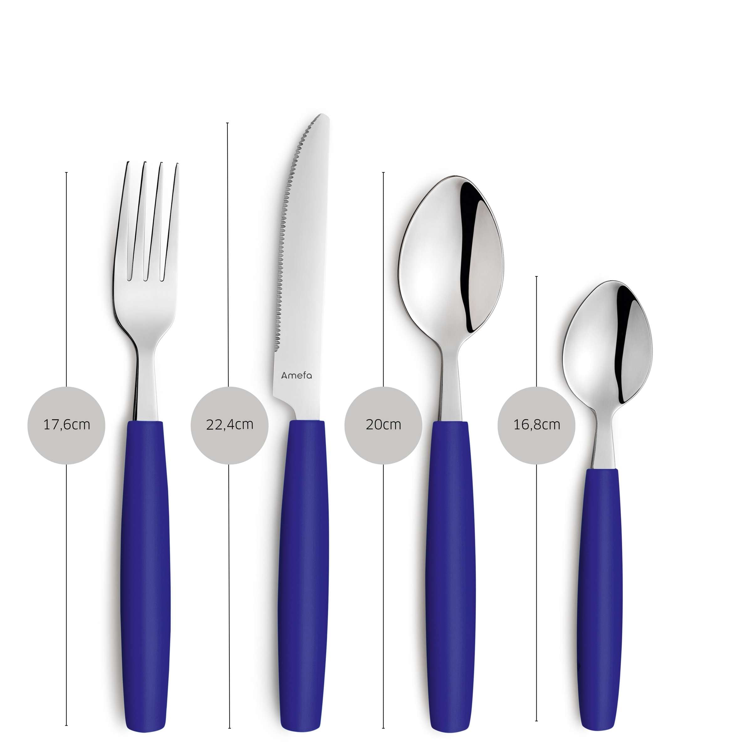 Amefa VALOA Besteckset, 16-teilig, royalblau, Edelstahl mit blauem Griff, Besteck für Mahlzeiten und Anlässe, elegante Essbestecke