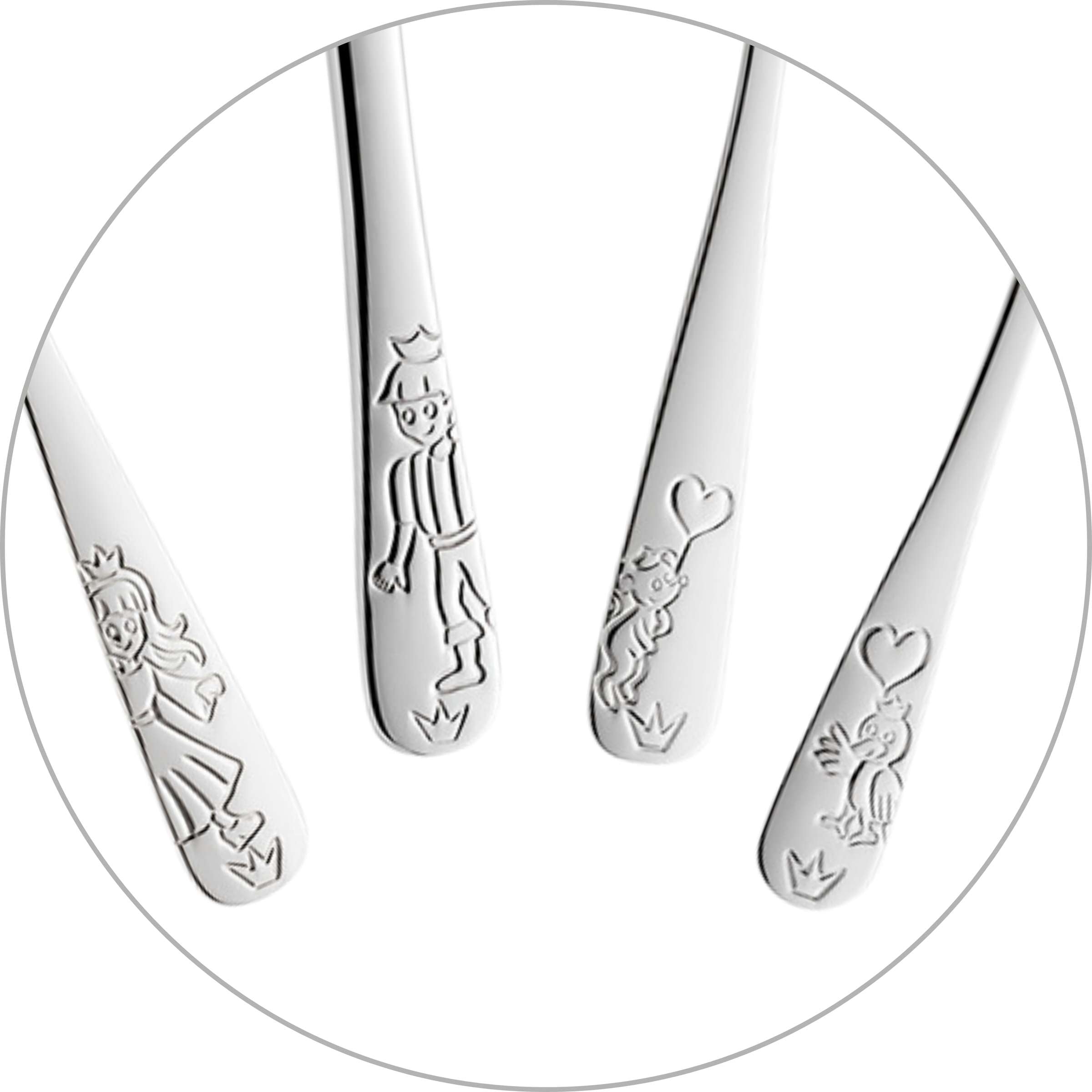Kinderbesteck Set für Kinder, 4-teilig, mit Prinzessin-Motiv, von Kuppels, inklusive Gabel, Messer, Löffel und Teelöffel