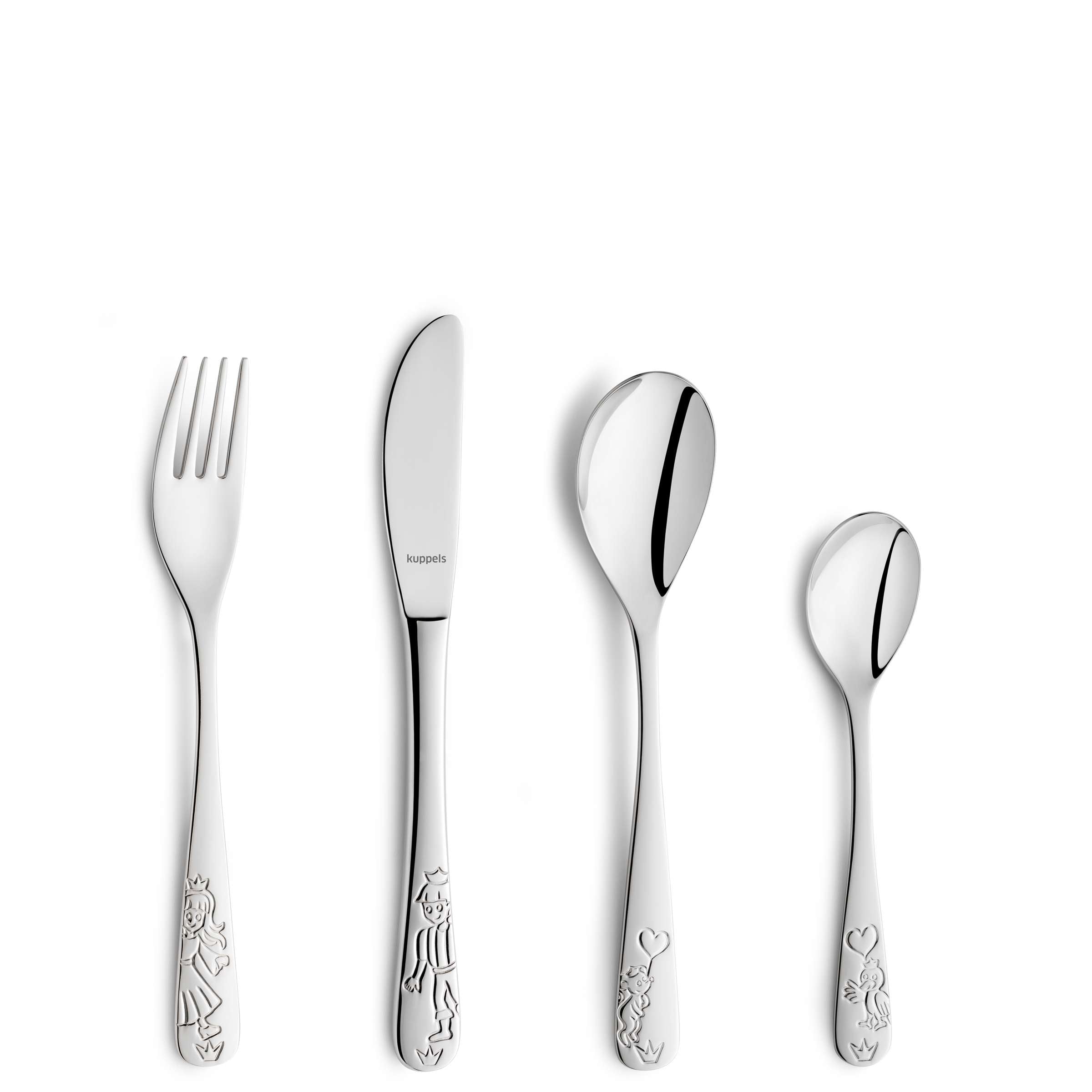 Kuppels Prinzessin Kinderbesteck-Set, 4-teilig mit Besteck für Kinder, kindgerechtes Design, langlebiges Edelstahl.