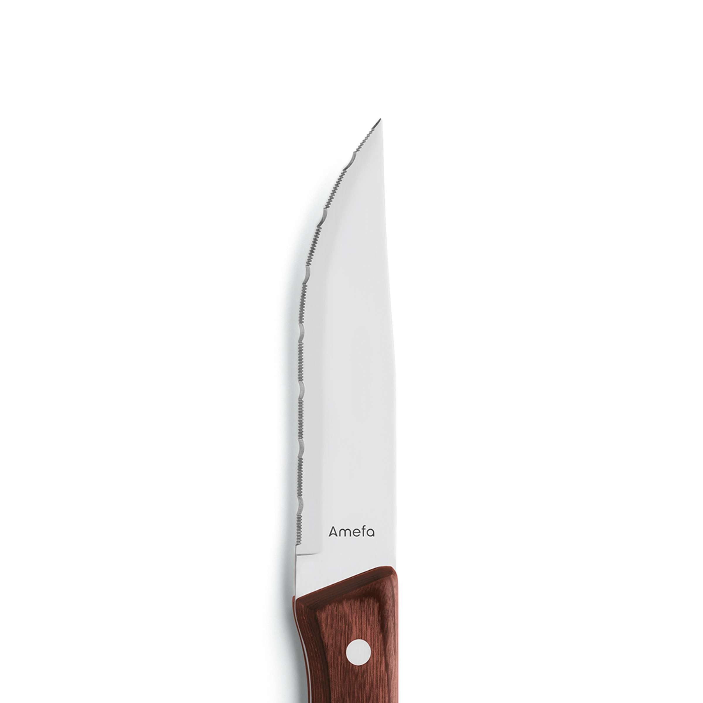 HERCULE Steakmesser-Set aus Amefa, 4-teilig, mit kastanienbraunem Griff, scharfe Klingen für präzises Schneiden.
