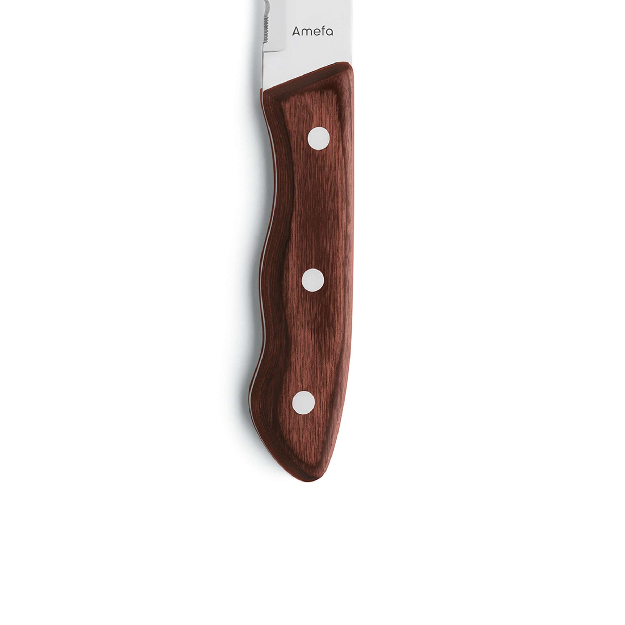 Amefa HERCULE Steakmesser Set, 4-teilig, mit braunem Kastanien-Holzgriff, scharfe Messer für Steak und Fleisch.