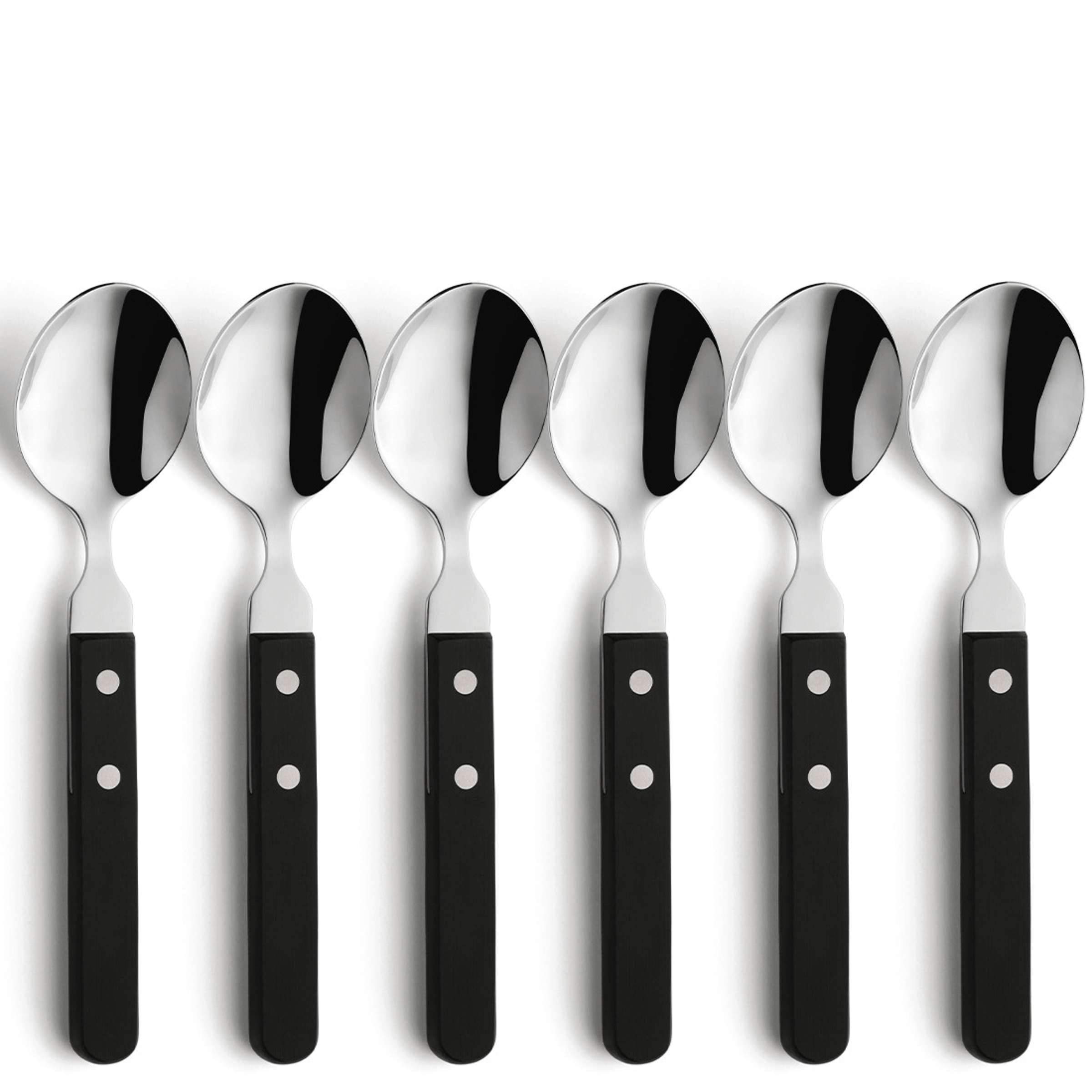 Schwarzes PIZZA Menülöffel-Set aus 6 Teilen von Amefa, hochwertiges Besteck für Pizza und Snacks, elegant und funktional