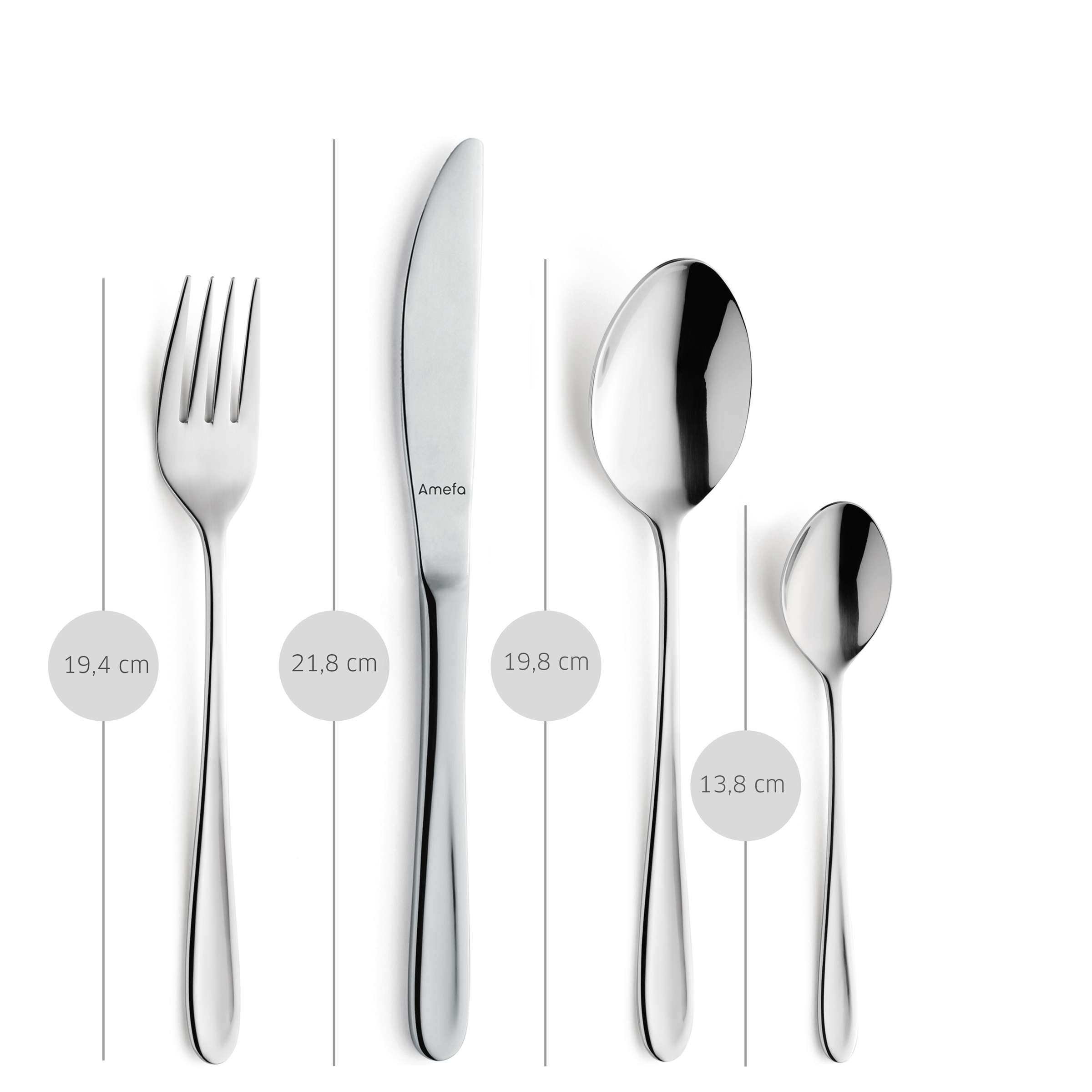 Amefa Monaco Besteckset mit 24 Teilen, Edelstahl Besteck für Messer, Gabeln, Löffel, elegant und hochwertig gestaltet