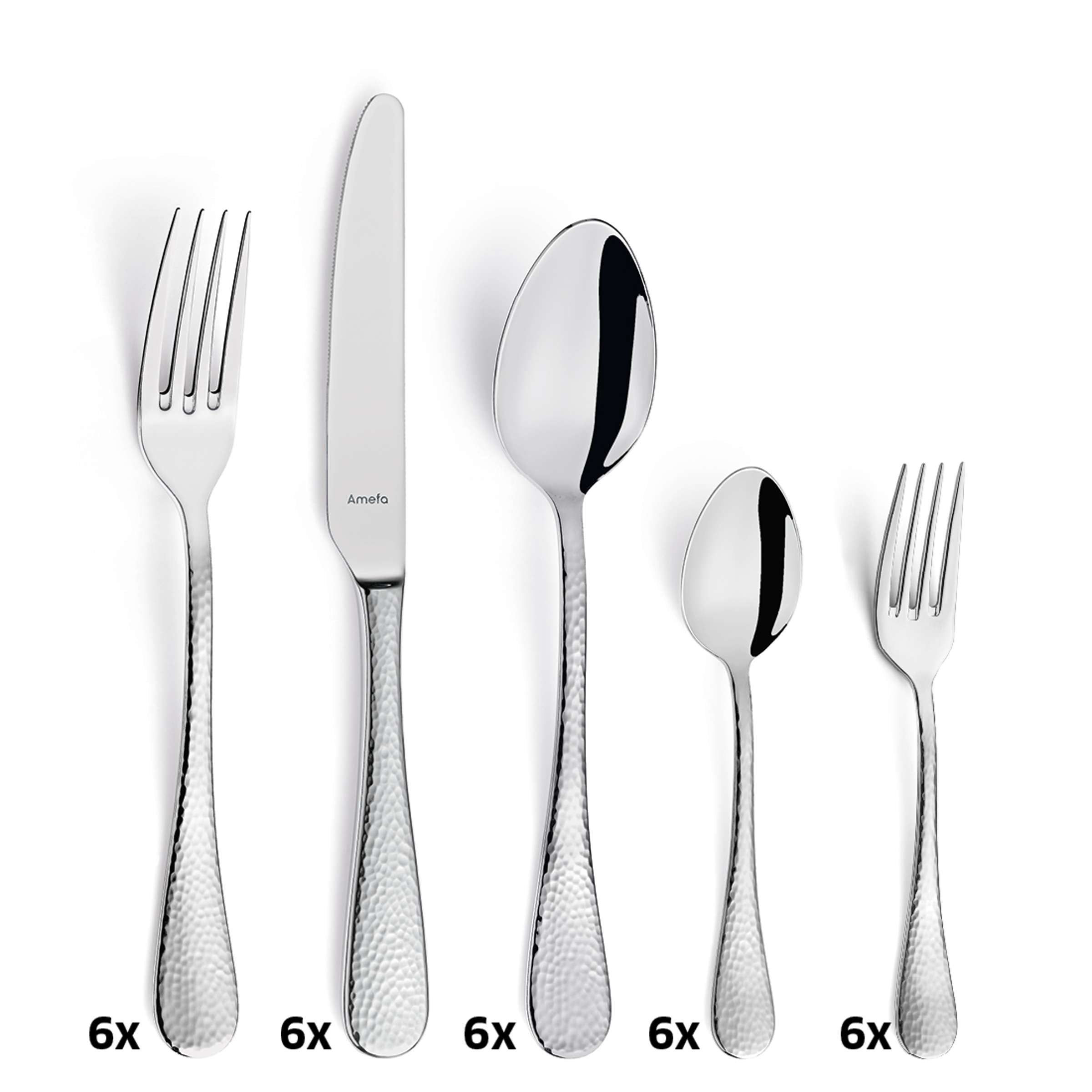 Amefa SIERRA Besteckset 30-teilig mit Messer, Gabel, Löffel aus Edelstahl, elegante Küchenutensilien für den Alltag