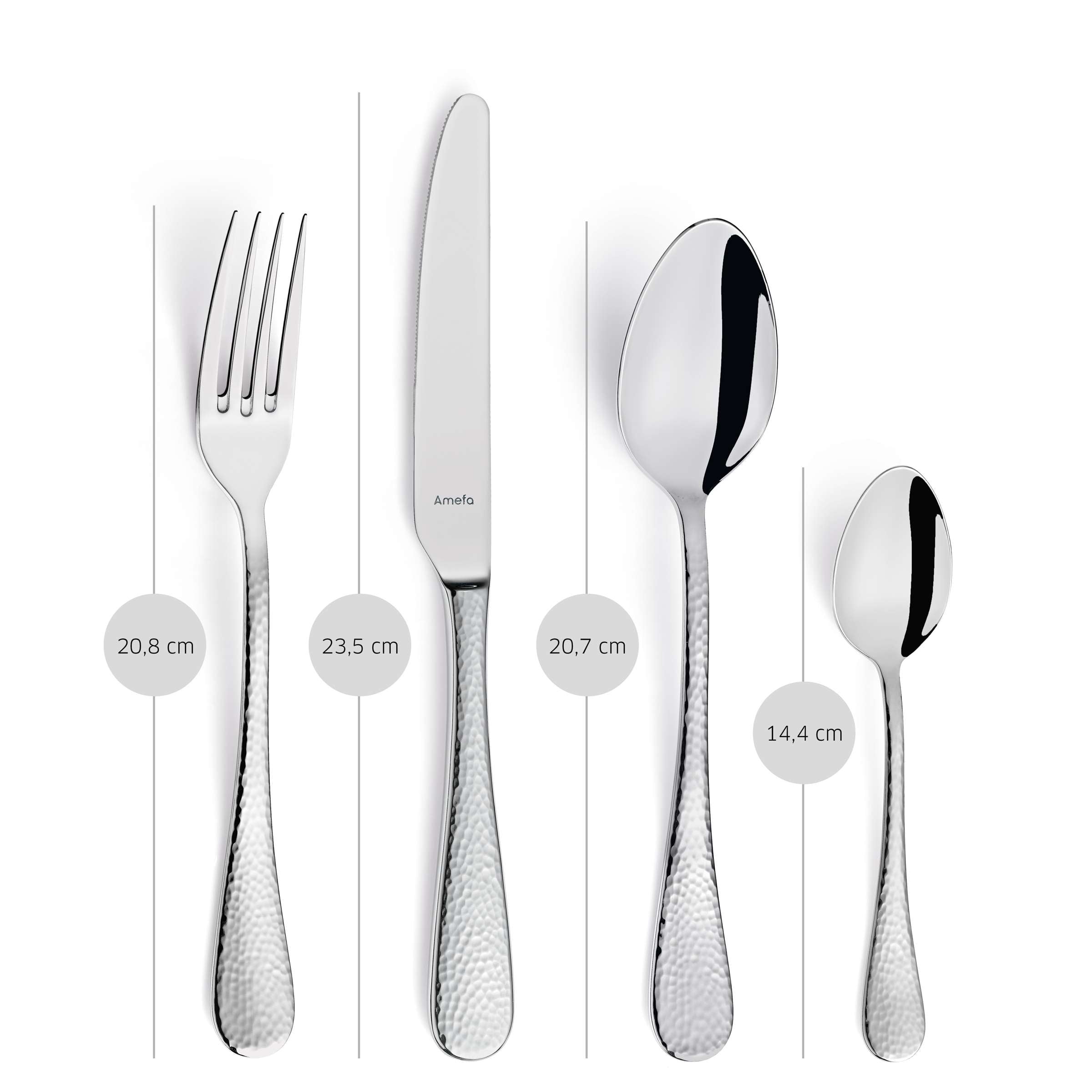 Amefa SIERRA Besteckset 24-teilig mit Messer, Gabel, Löffel und Teelöffel aus Edelstahl, elegant und modern gestaltet.