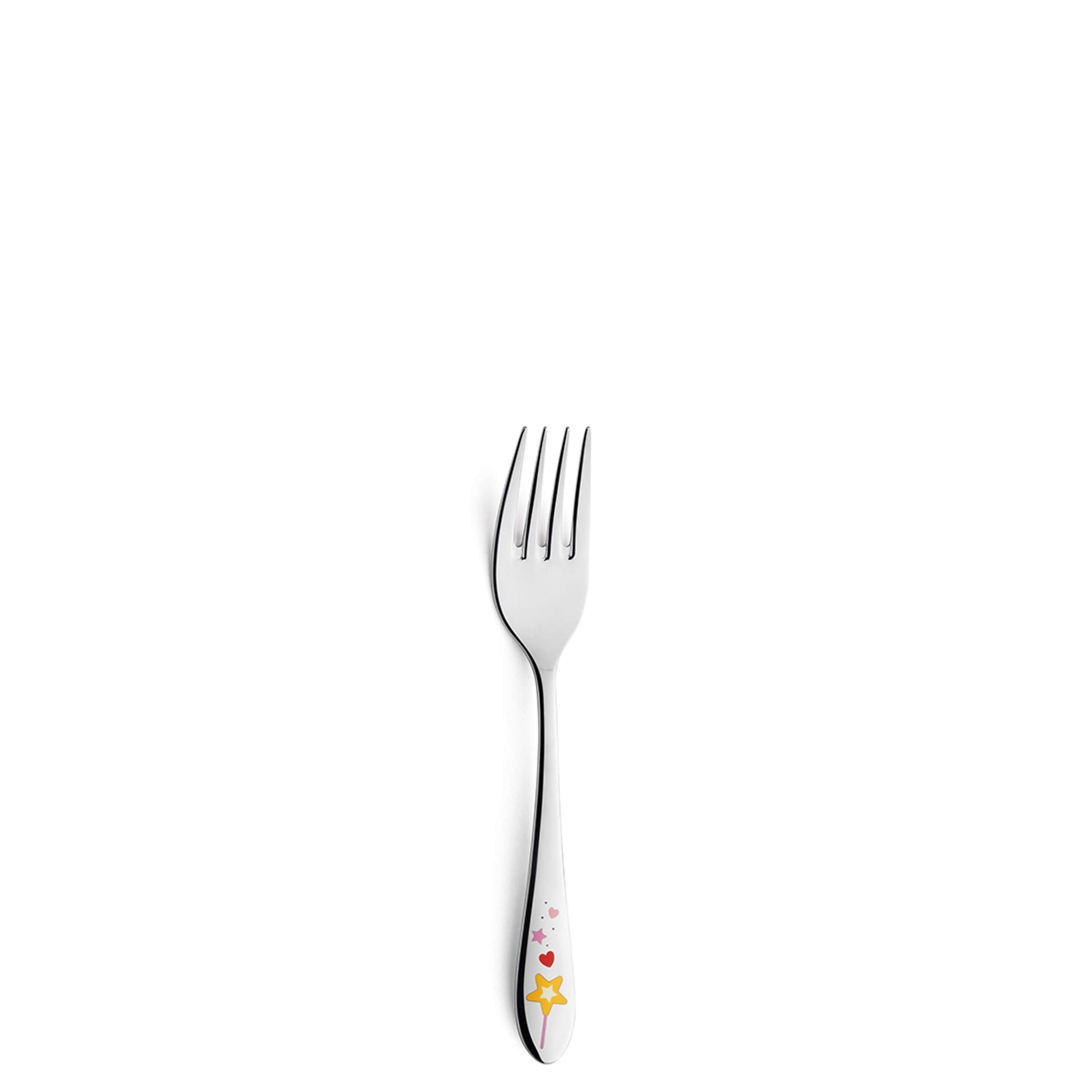 Kinderbesteck Set von Amefa, 3-teilig, mit kindgerechtem Design aus Edelstahl und bunten Griffen, geeignet für kleine Kinder.