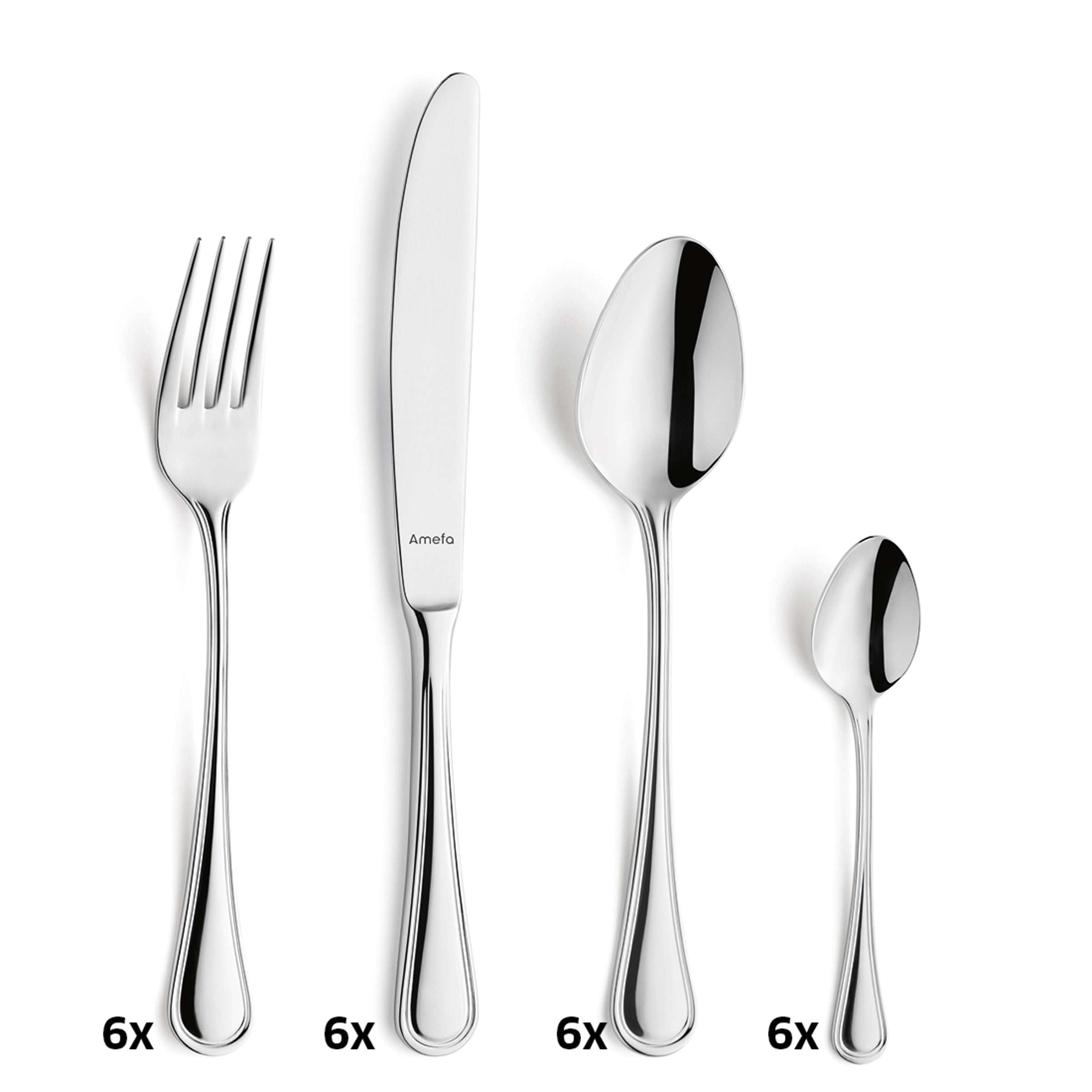 Amefa HAYDN Besteckset, 24-teilig, Edelstahl, mit Messer, Gabel, Löffel, elegant für den Esstisch, fein gearbeitete Bestecke.
