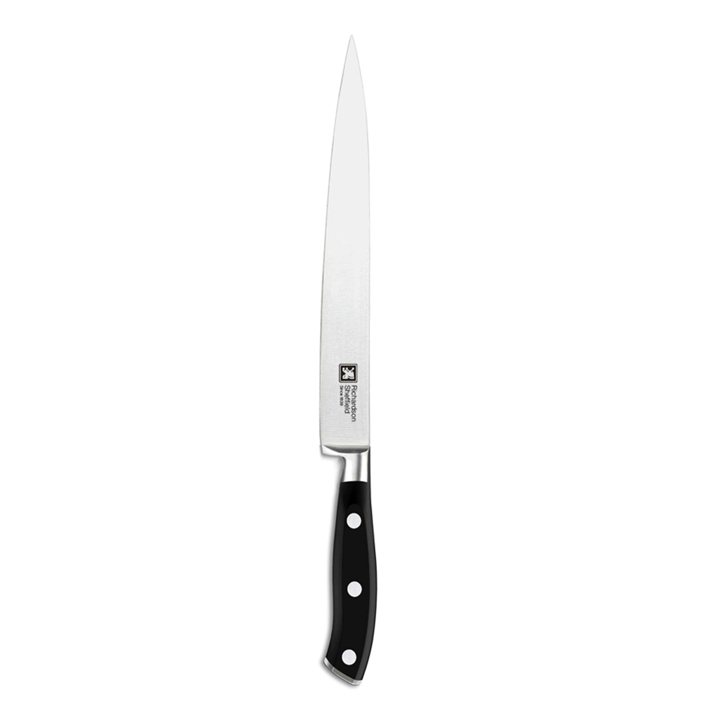 Sabatier Trompette Filetiermesser, Küchenmesser mit schmaler Klinge für Fisch und Fleisch, auf Holzbrett liegend