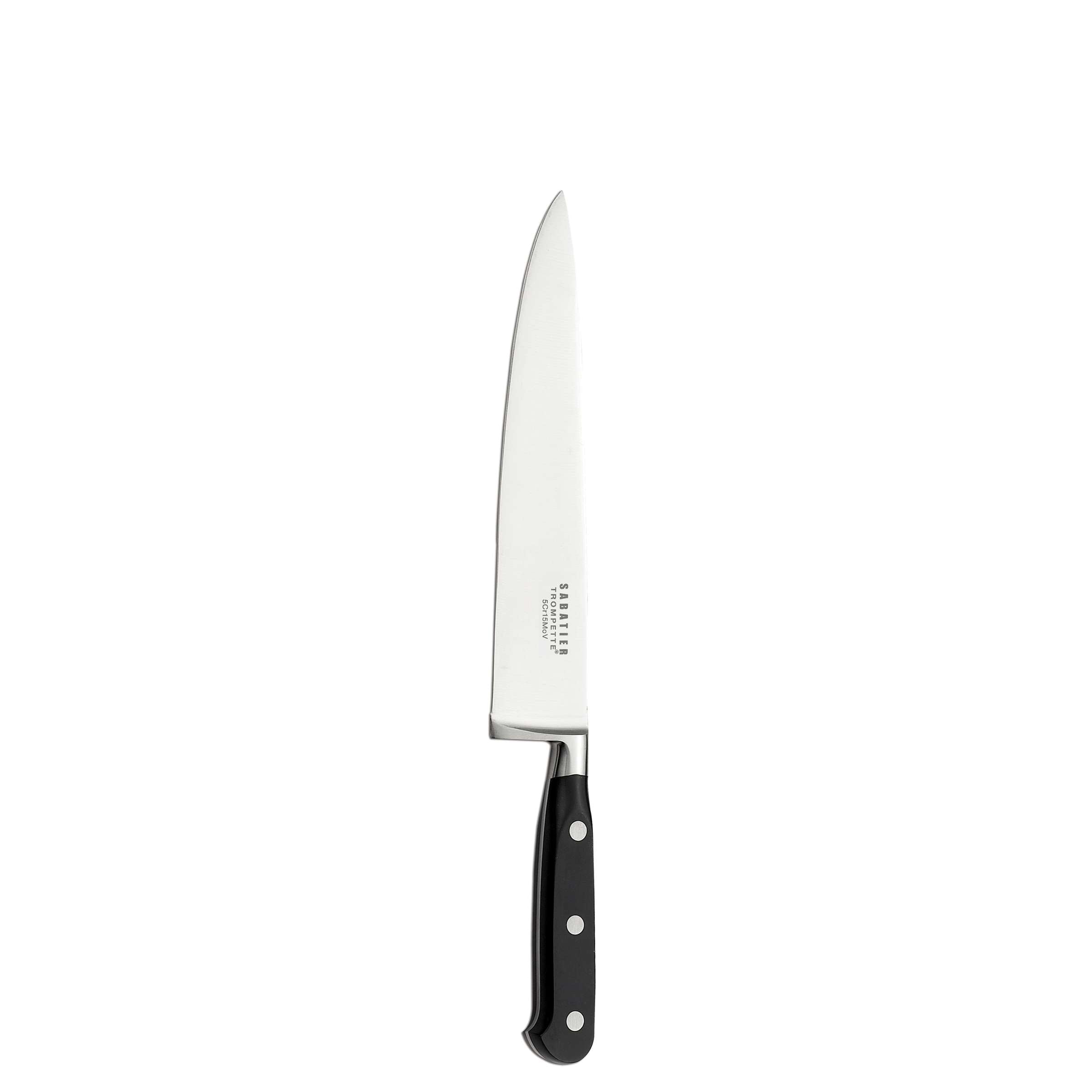 Sabatier Trompette Küchenmesser, scharfes Kochmesser mit Edelstahlklinge und schwarzem Griff, ideal für präzises Schneiden.