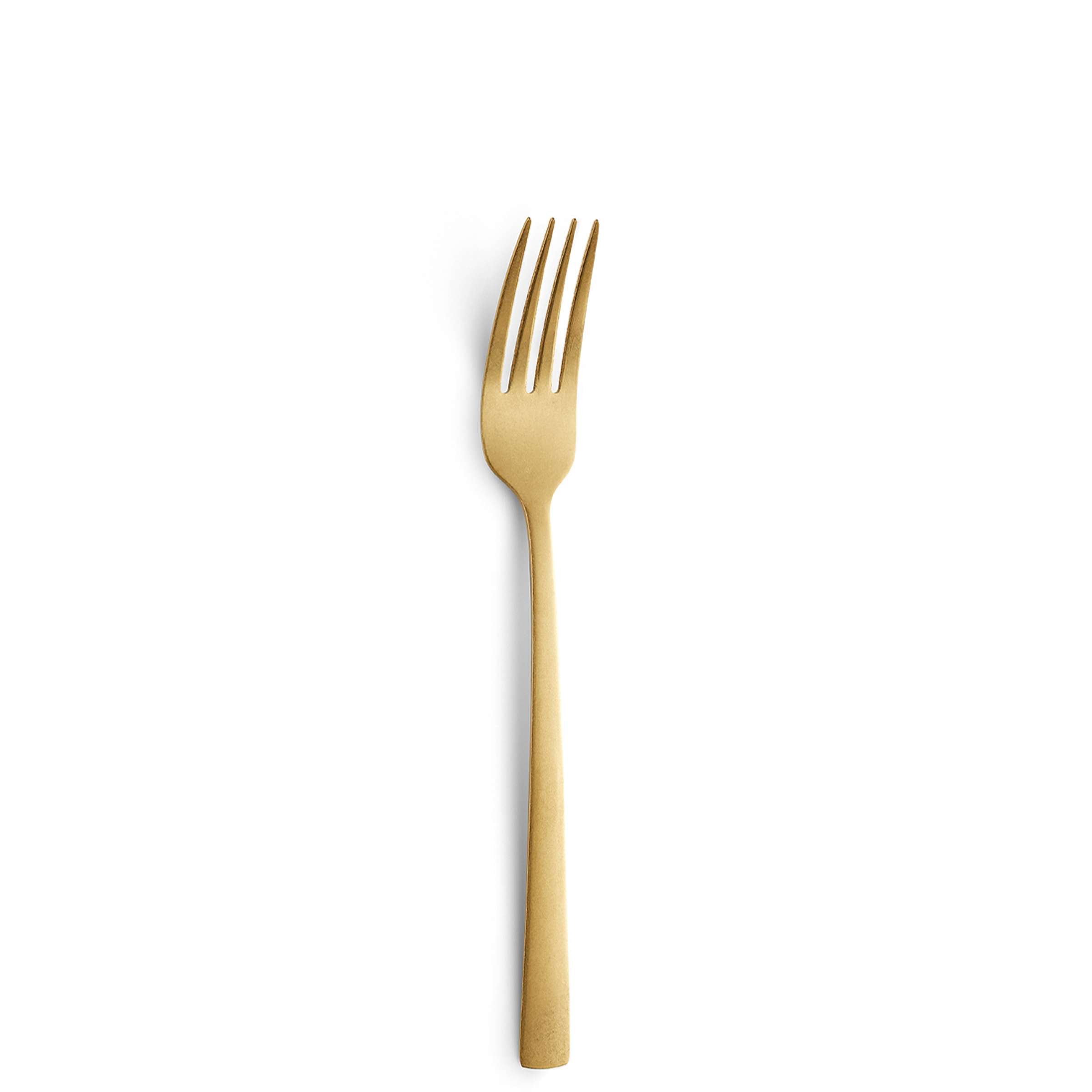 Amefa MANILLE Besteckset 42-teilig in mattem PVD Gold, zeigt Messer, Gabeln, Löffel aus Edelstahl mit goldener Oberfläche