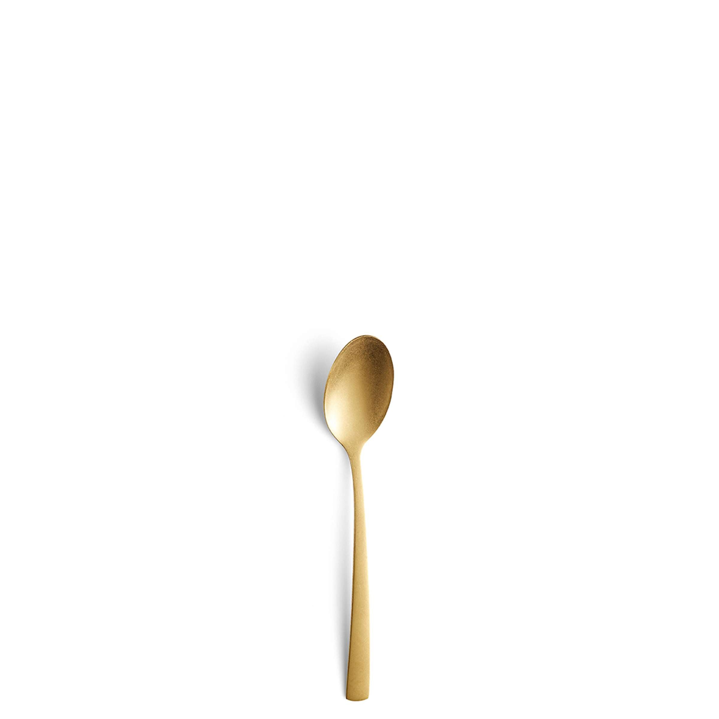 Amefa MANILLE Besteckset 42-teilig, PVD gold mattiert, Edelstahl, Messer, Gabeln, Löffel und Teelöffel auf weißen Hintergrund