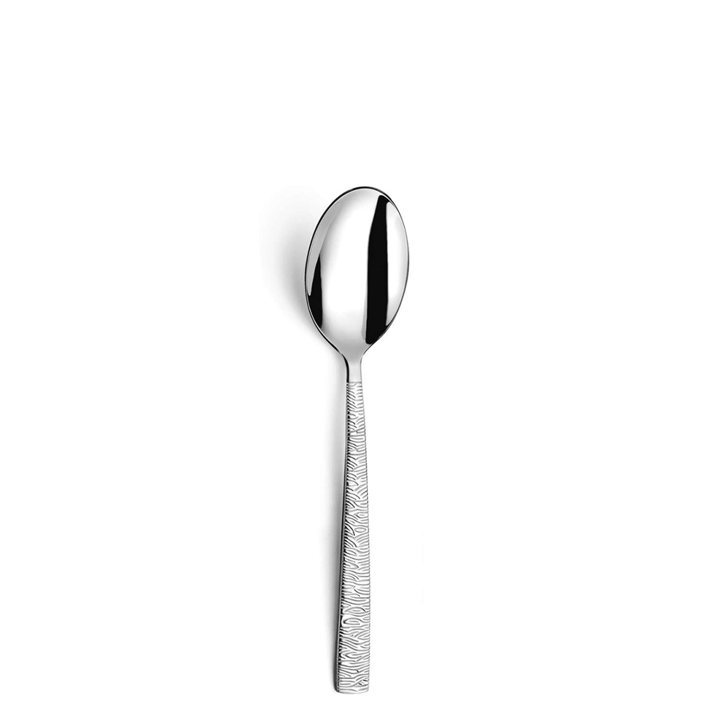 HAVANE Besteckset 24-teilig von Amefa, Edelstahl, Messer, Gabeln und Löffel, auf einem weißen Tisch arrangiert