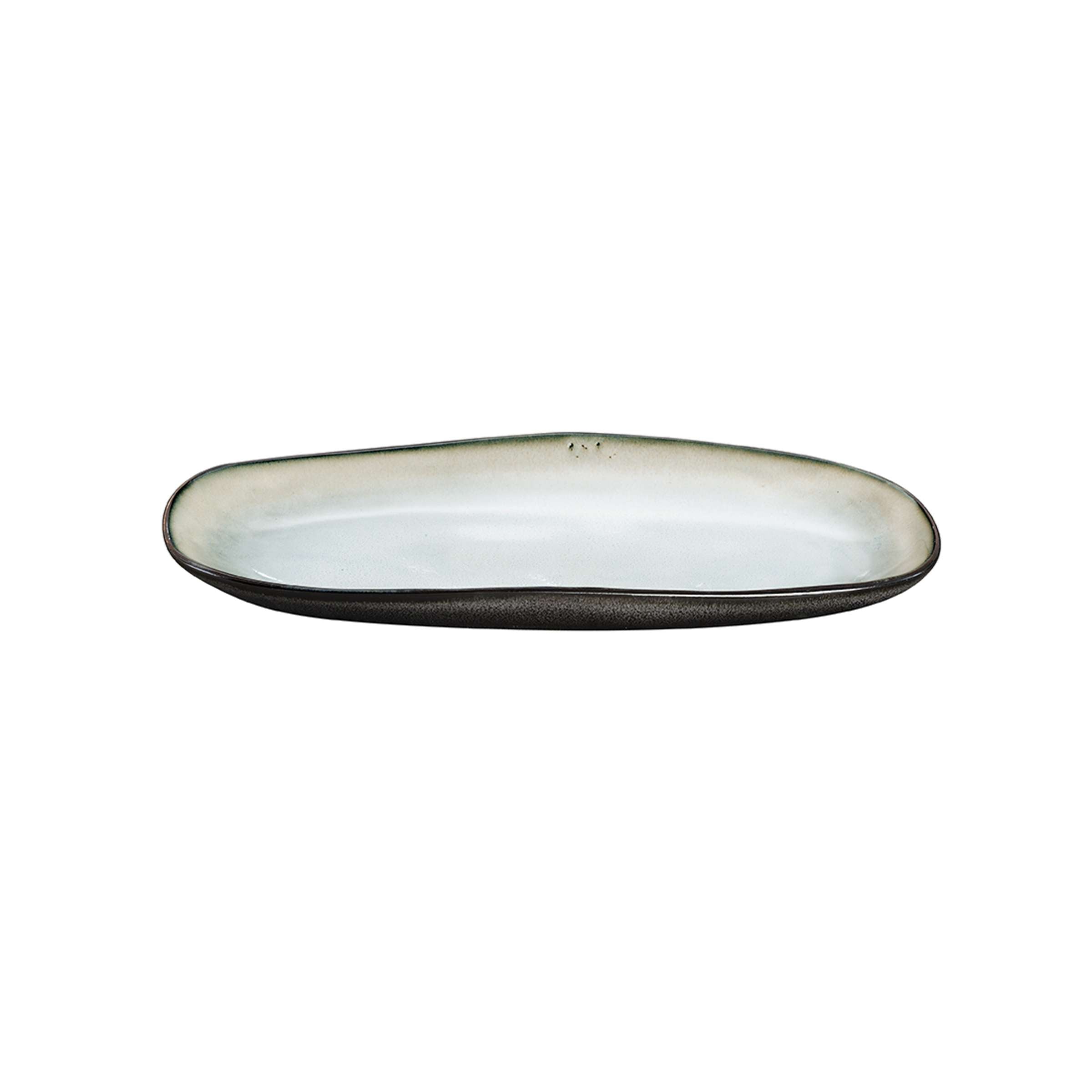 Kleine graue und weiße Servierplatte SHADOW NACRE von Médard de Noblat, elegantes Geschirr für das Servieren von Speisen