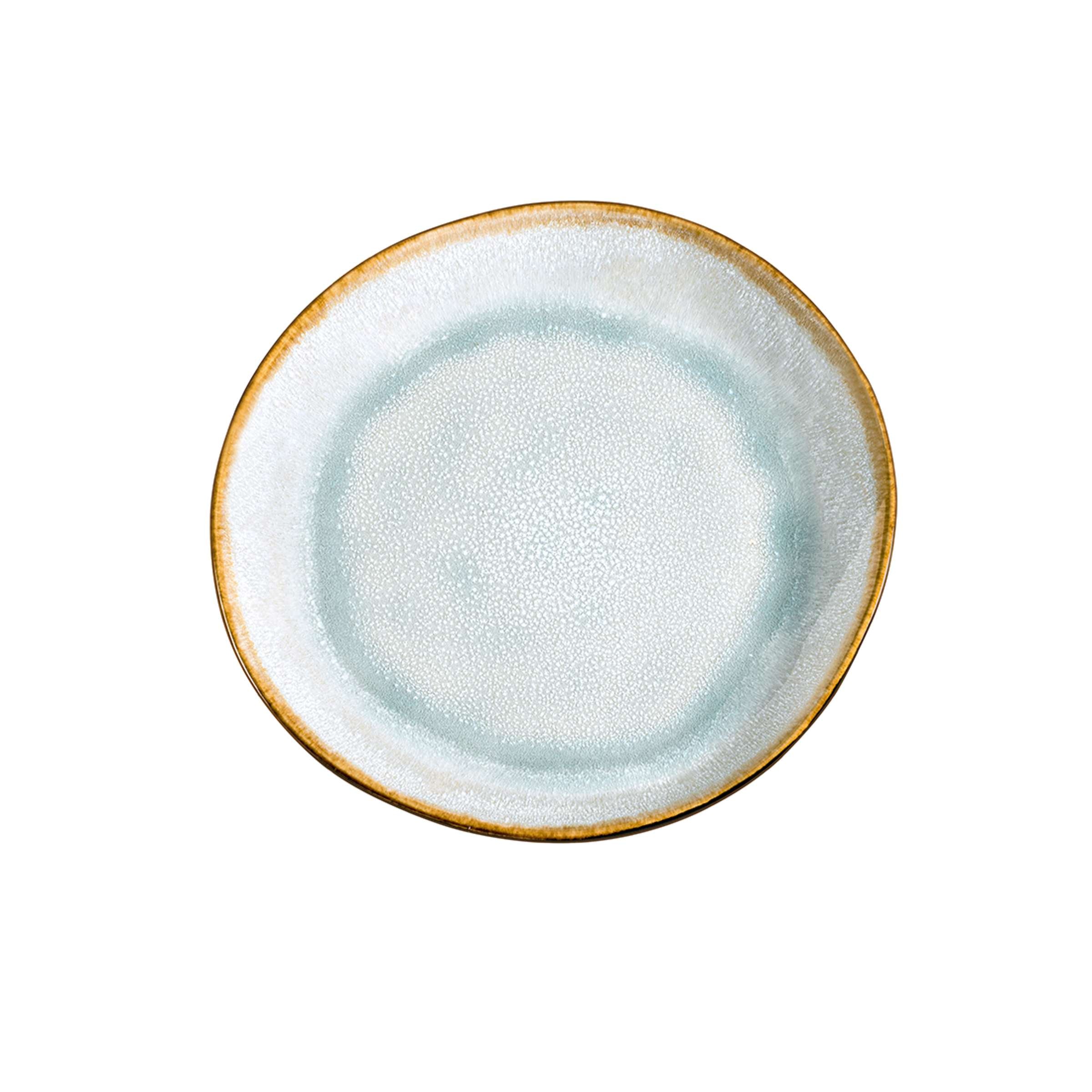 Dessertteller von Médard de Noblat in Blau und Grau, aus der Shadow Aqua Serie, zeigt ein elegantes Geschirr-Design.