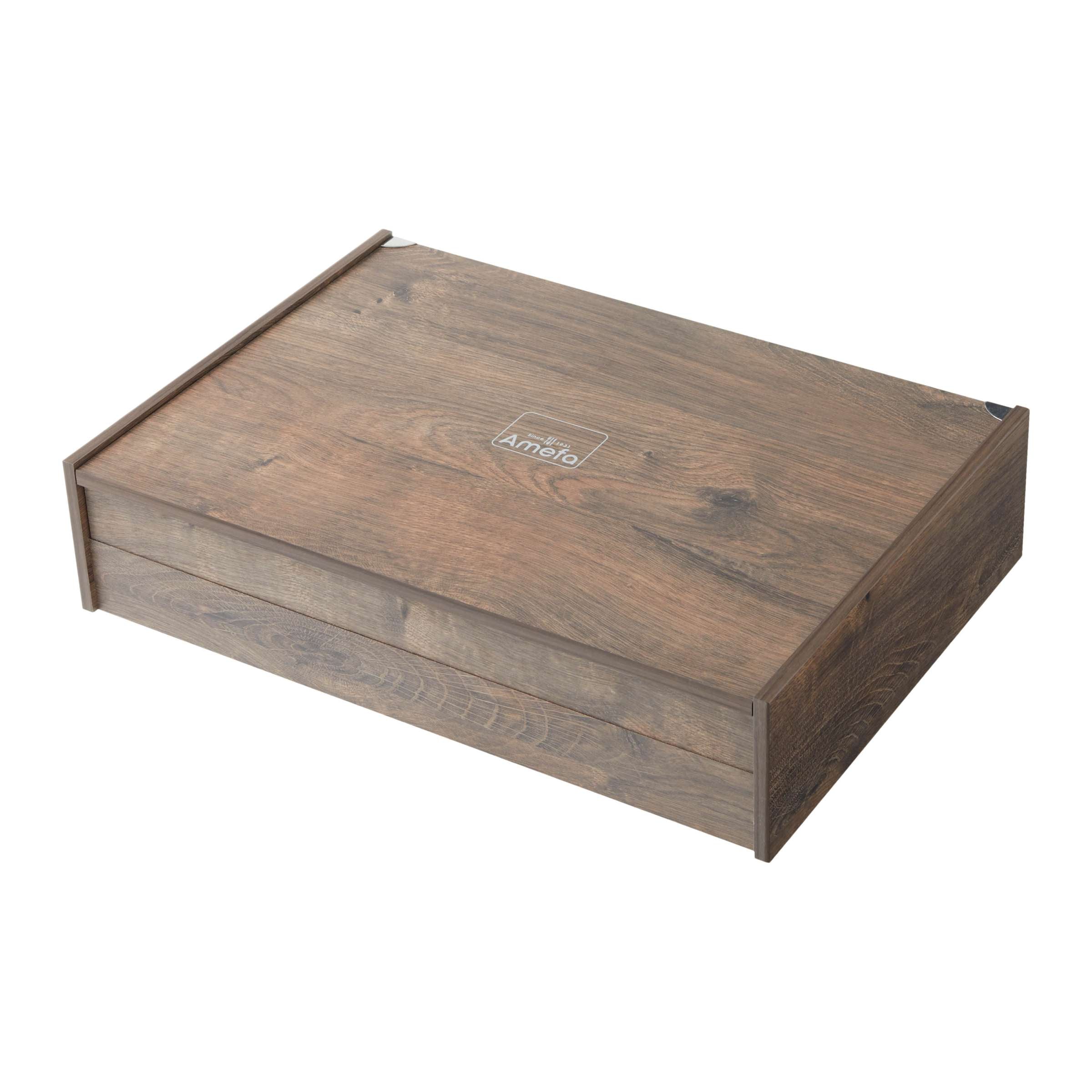 Amefa Besteckset 24-teilig in eleganter Besteckbox, inklusive Messer, Gabeln, Löffel und Teelöffel aus Edelstahl.