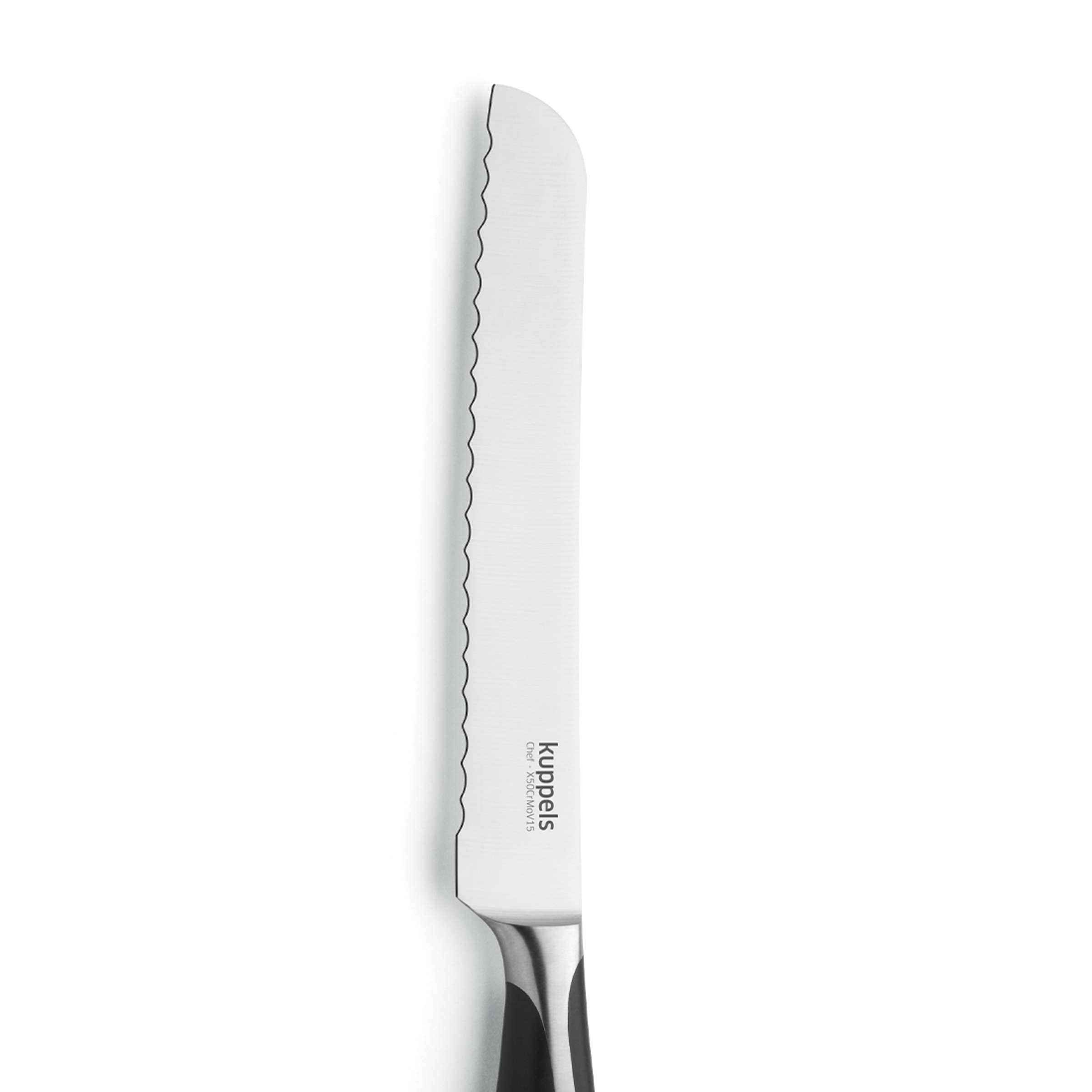 Kuppels CHEF Brotmesser, scharfes Küchenmesser mit Edelstahlklinge, zum Schneiden von Brot und Gebäck, auf weißem Hintergrund.