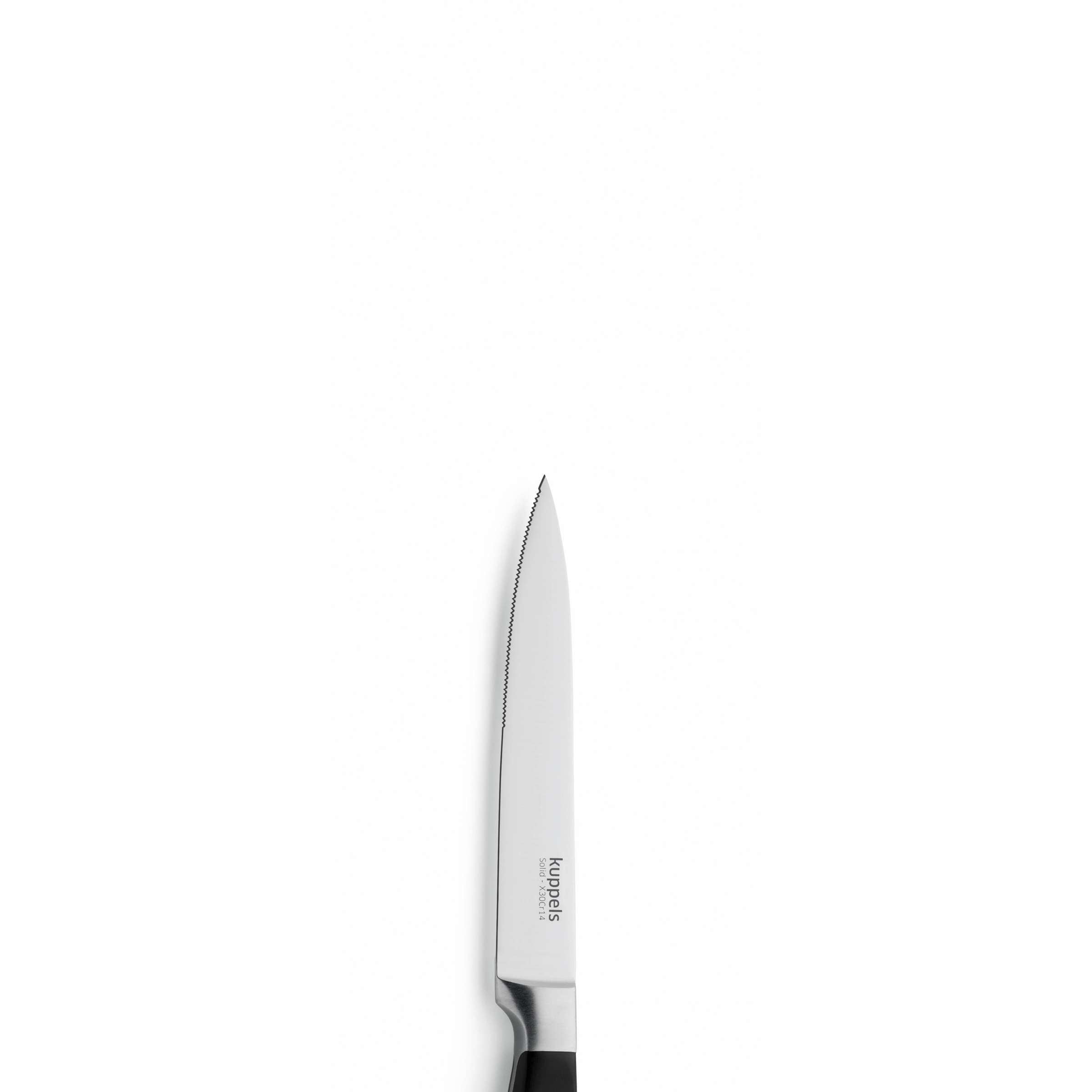 Schneide Messer aus Edelstahl von Kuppels, speziell für Tomaten, mit scharfer Klinge und ergonomischem Griff.