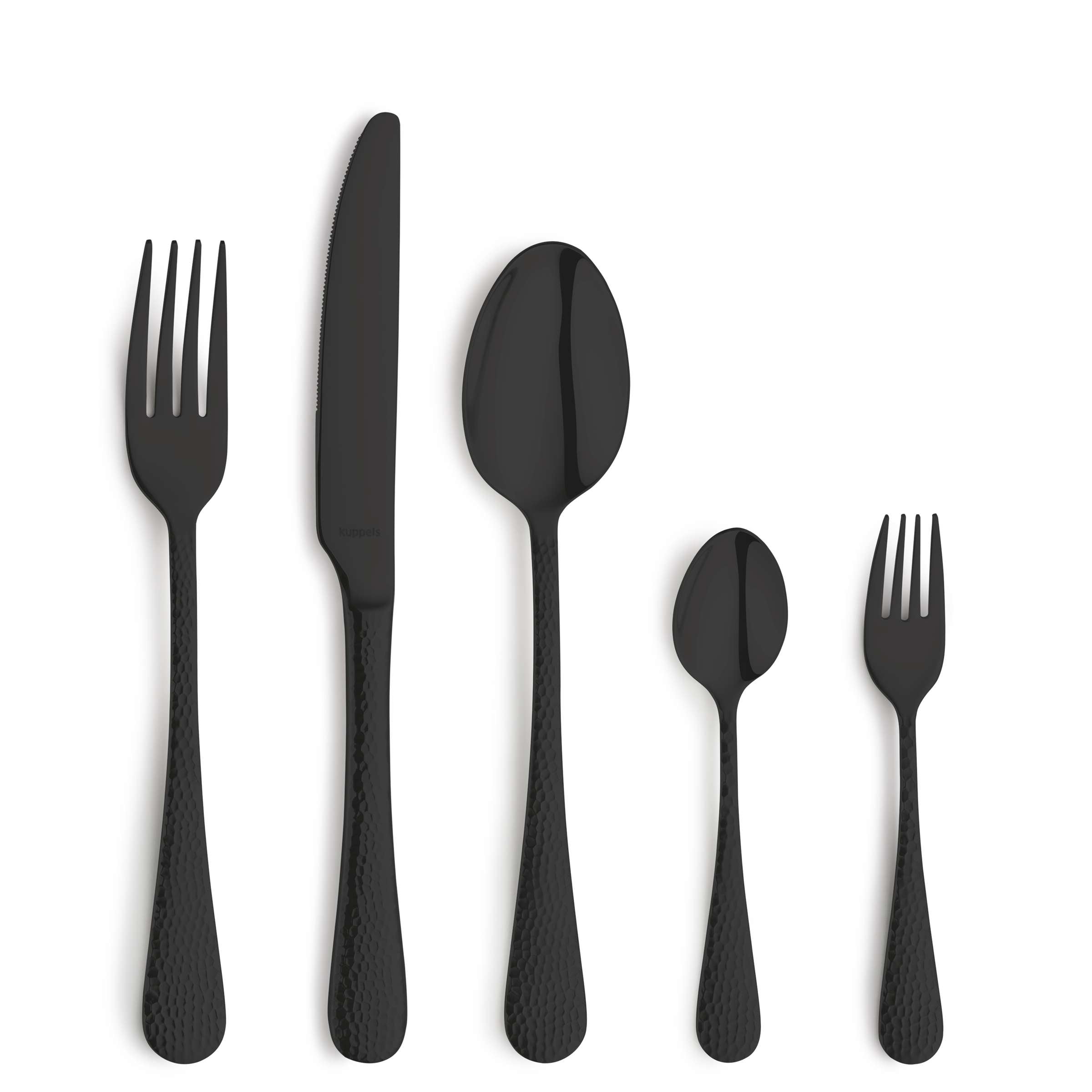 Schwarzes 30-teiliges CRYSTAL Besteckset von Kuppels Home, Edelstahl mit PVD-Beschichtung, für elegantes Esstisch-Set