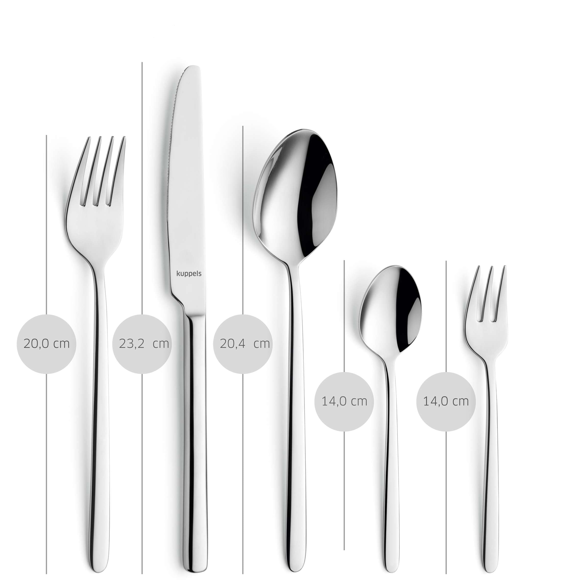 Kuppels Besteckset 30-teilig, Edelstahl, Messer, Gabeln, Löffel, modern Design, perfekt für den täglichen Gebrauch