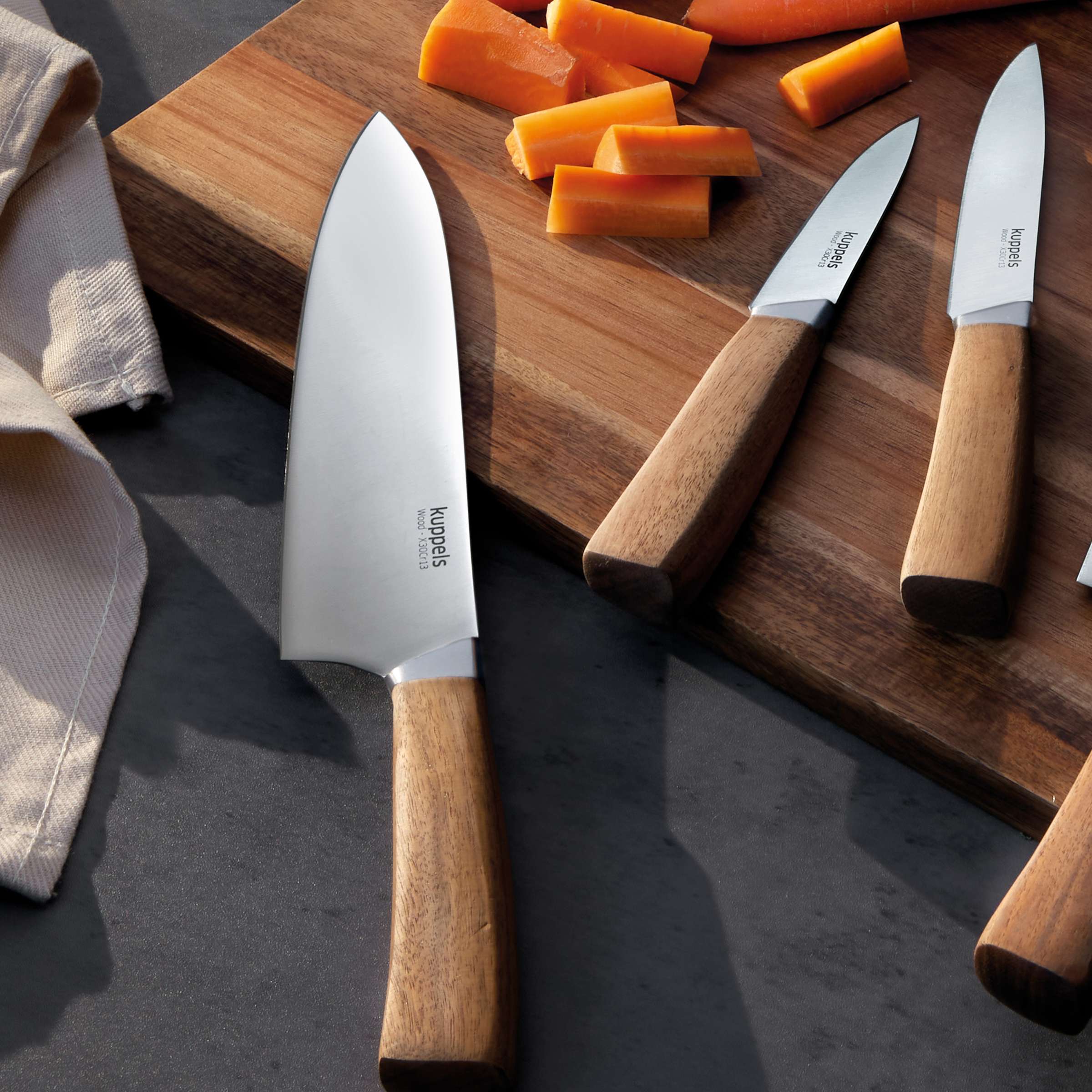 WOOD Keukenmessenset 3-delig