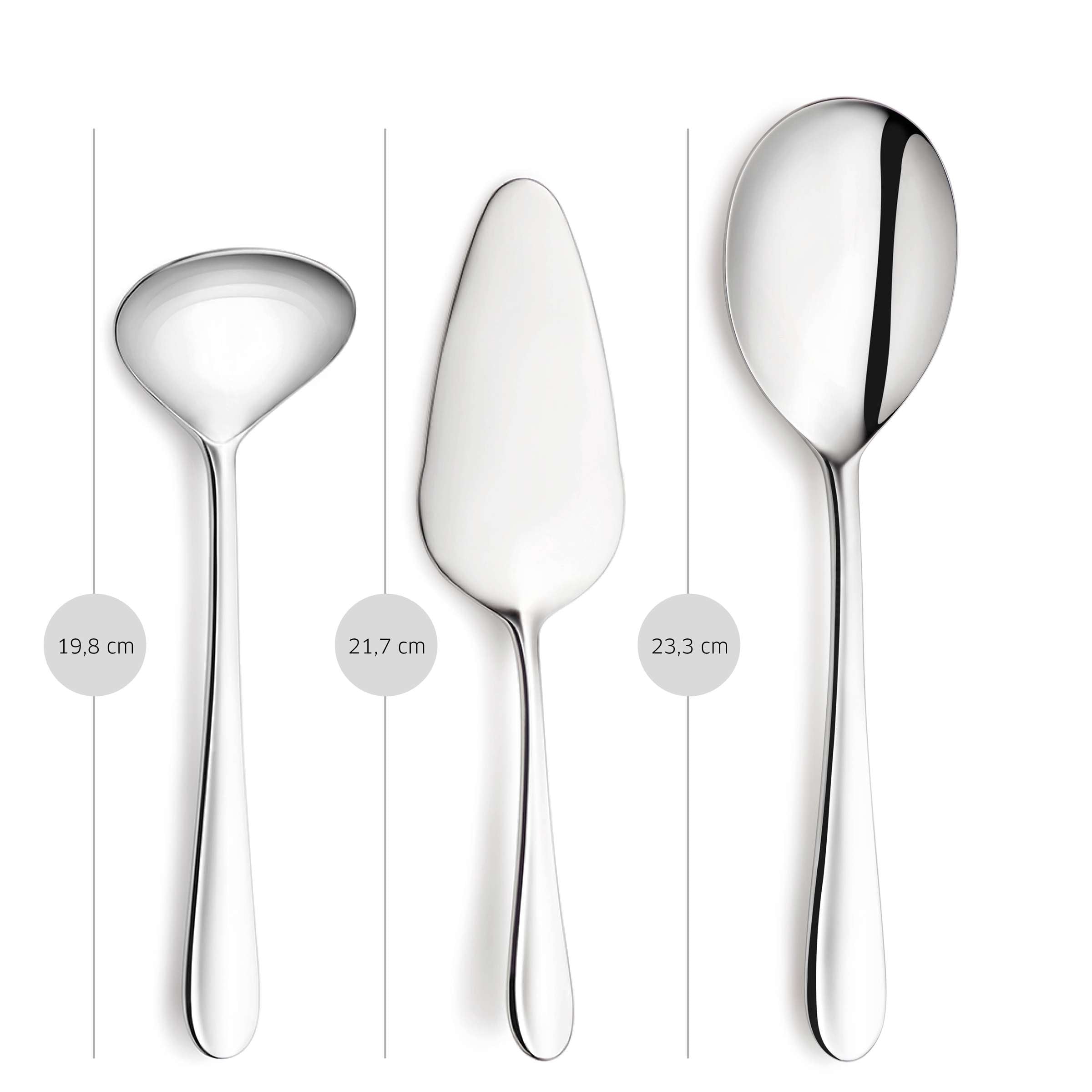 TRIVO Besteckset 45-teilig von Kuppels, Messer, Gabeln, Löffel aus Edelstahl, elegant auf einem Tisch arrangiert