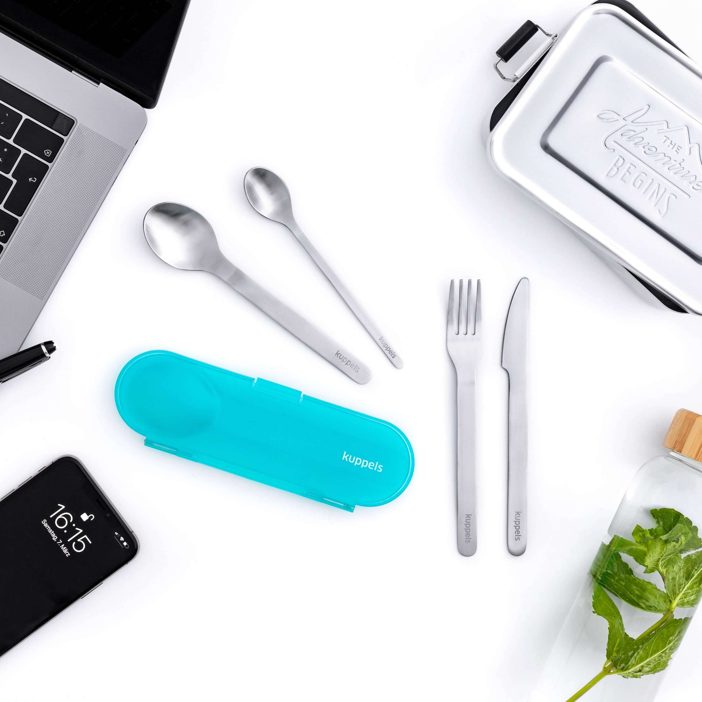 2GO Bestekset 4-delig mint gematteerd