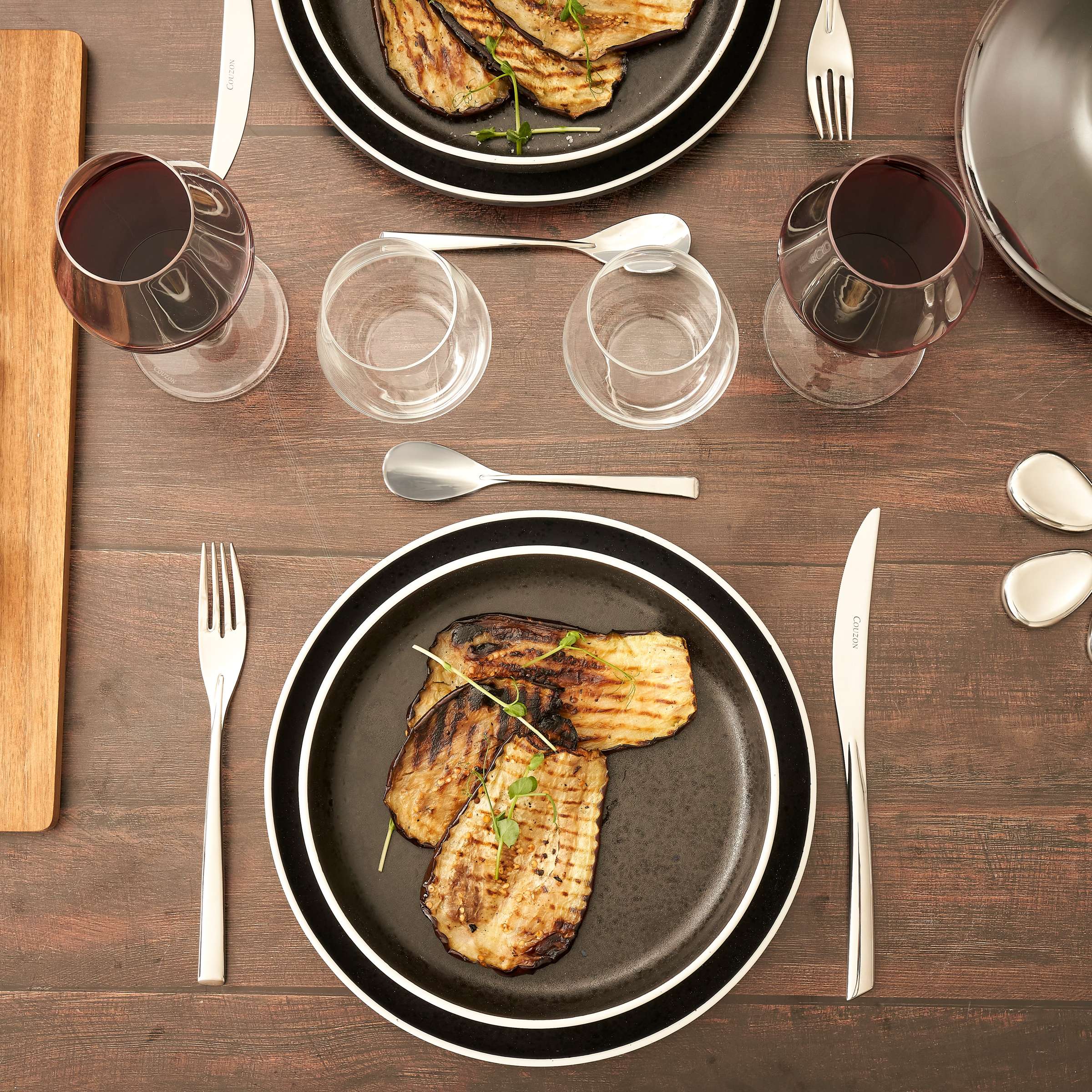 ASTER GRANITE talerz obiadowy czarno-biały