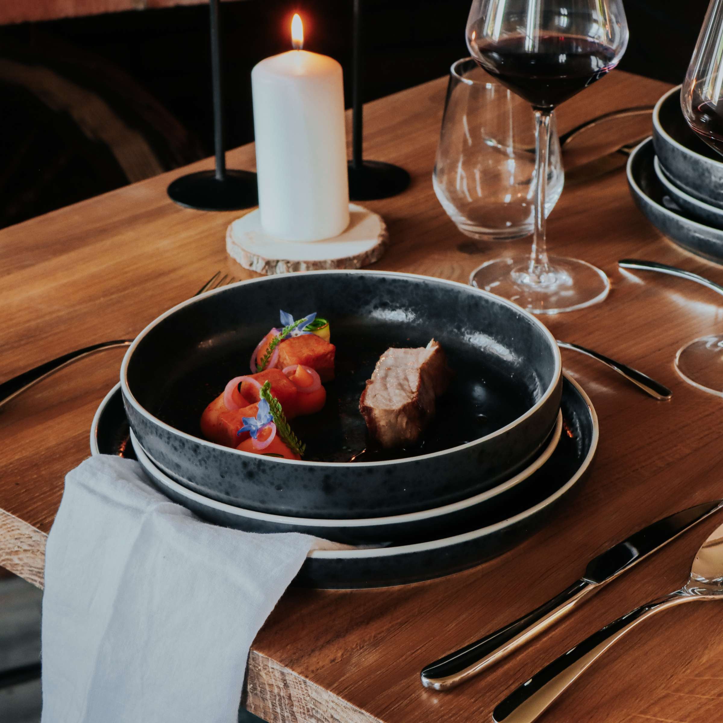 ASTER GRANITE Dessert Plate black,white