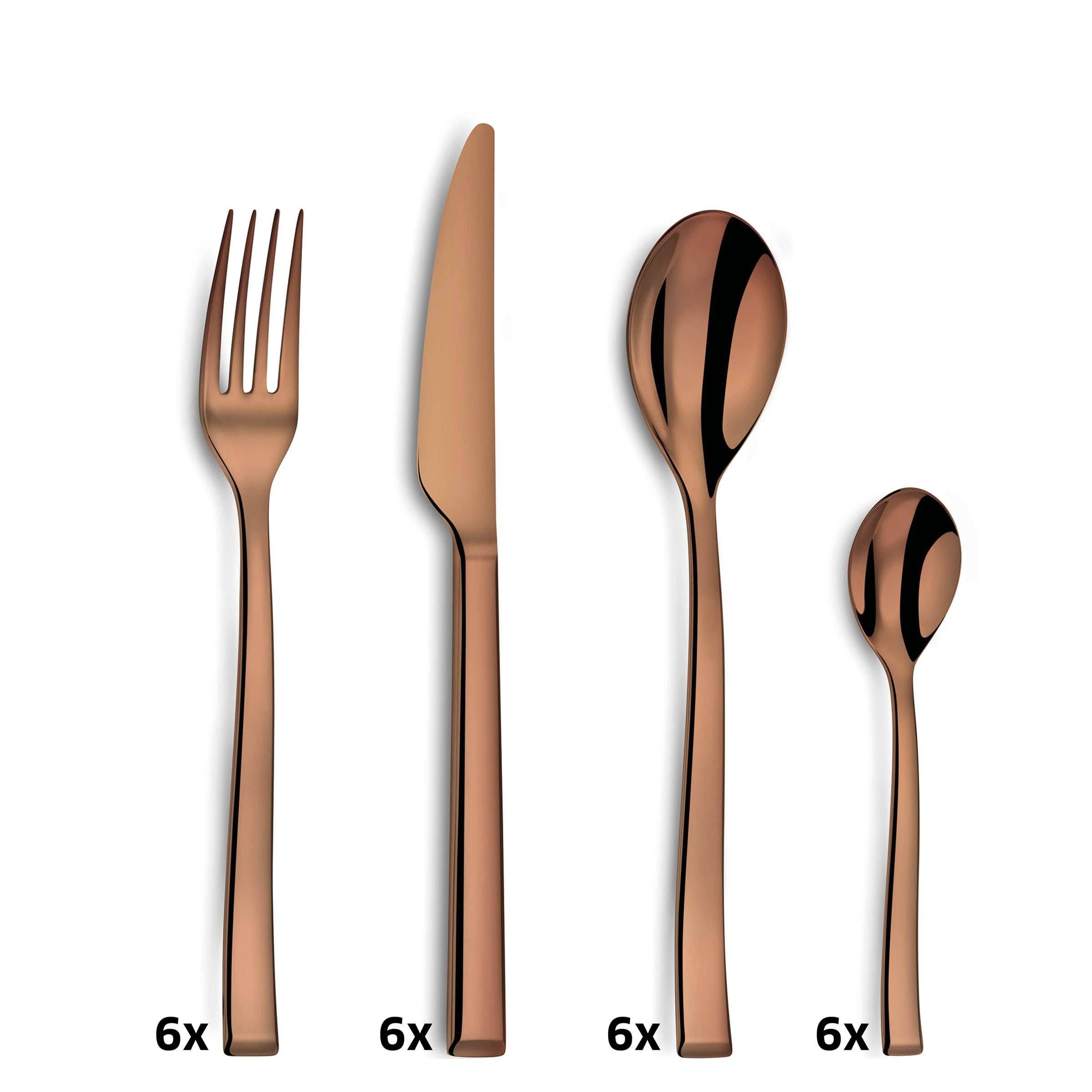 SIDE Bestekset 24-delig PVD koper mat