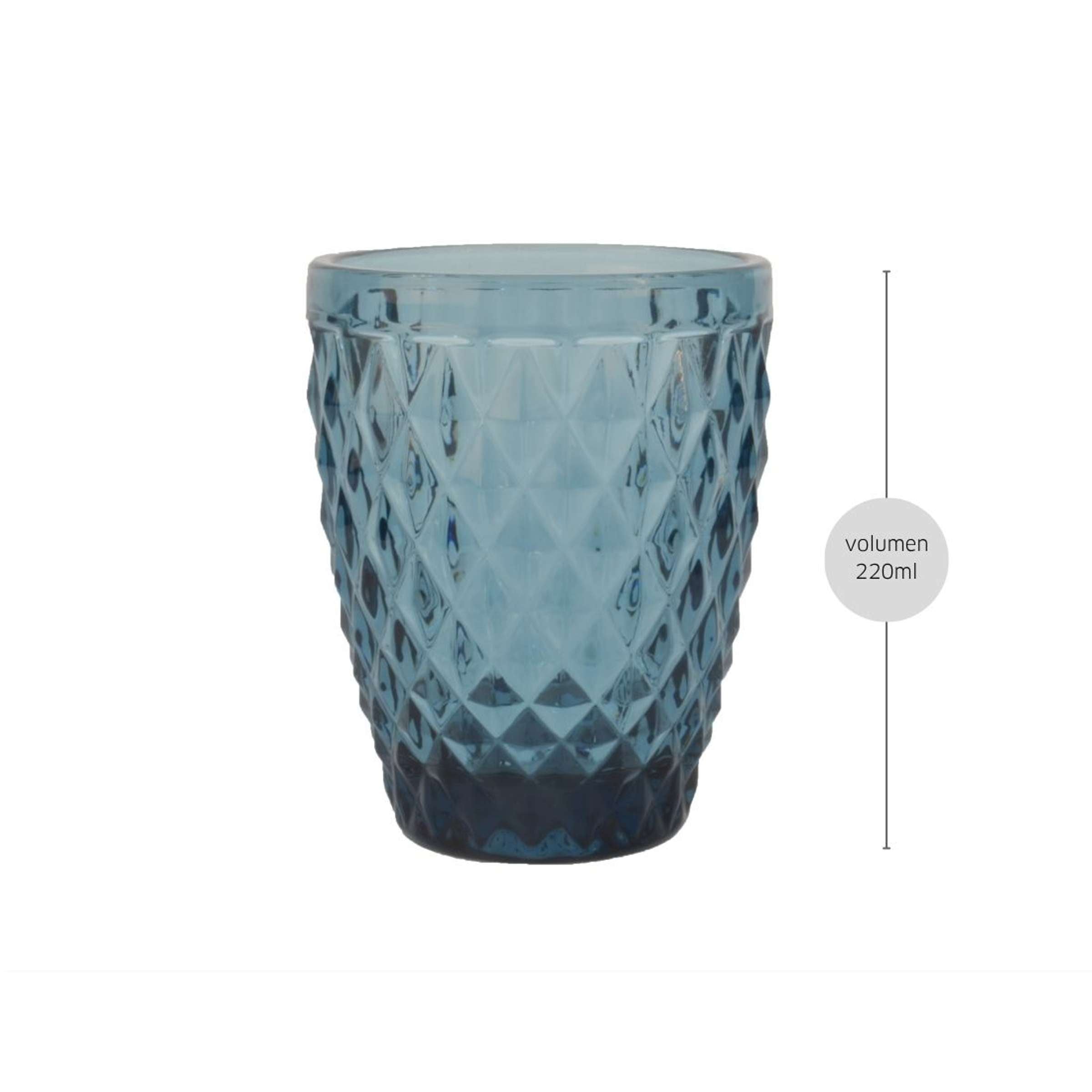 Blaues DIAMOND Trinkglas von Médard de Noblat, elegantes Tischgeschirr mit klarer Glasqualität, auf einem gedeckten Tisch.