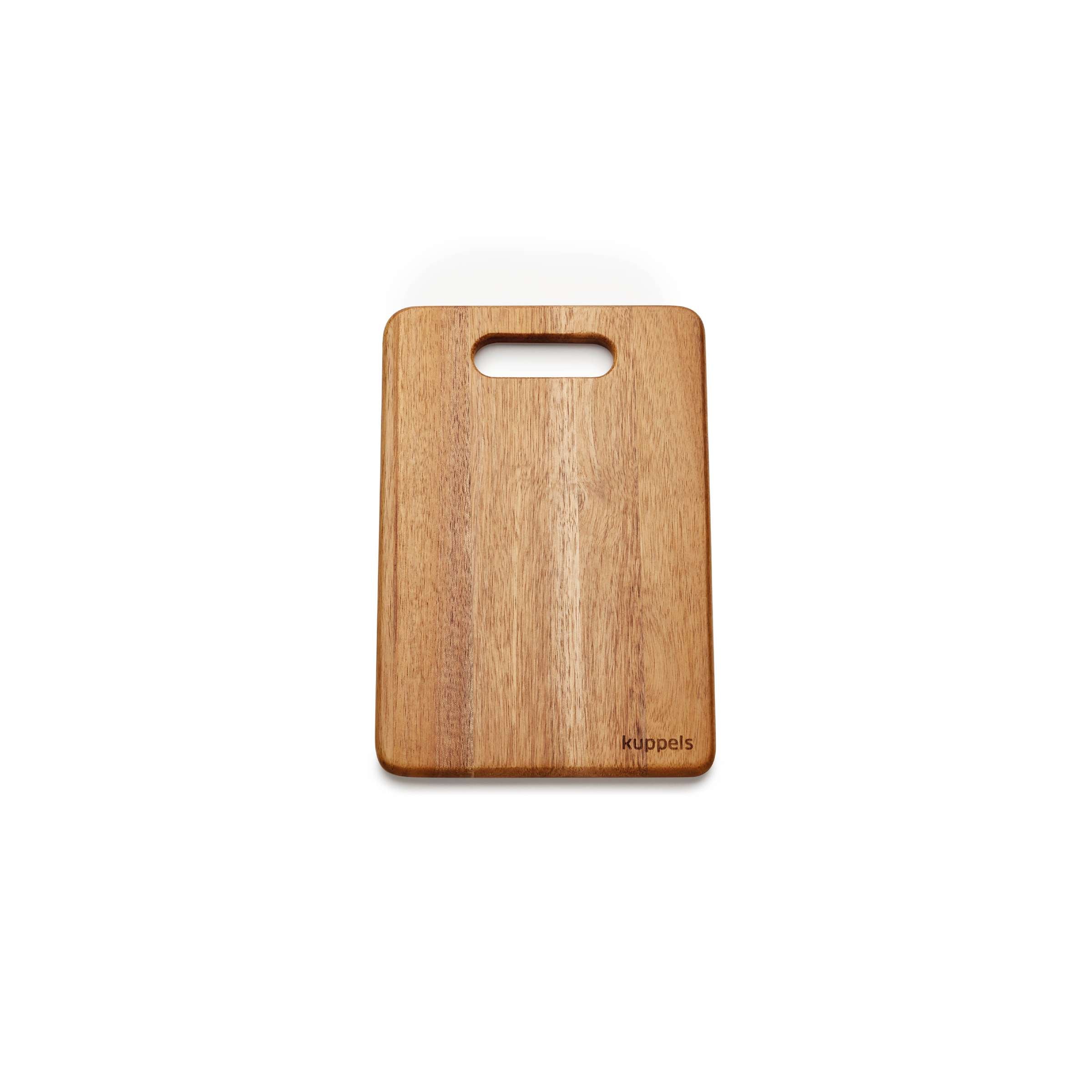 Schneidebrett von Kuppels aus Holz, perfekt zum Zubereiten von Lebensmitteln, mit glatter Oberfläche und stabiler Basis.